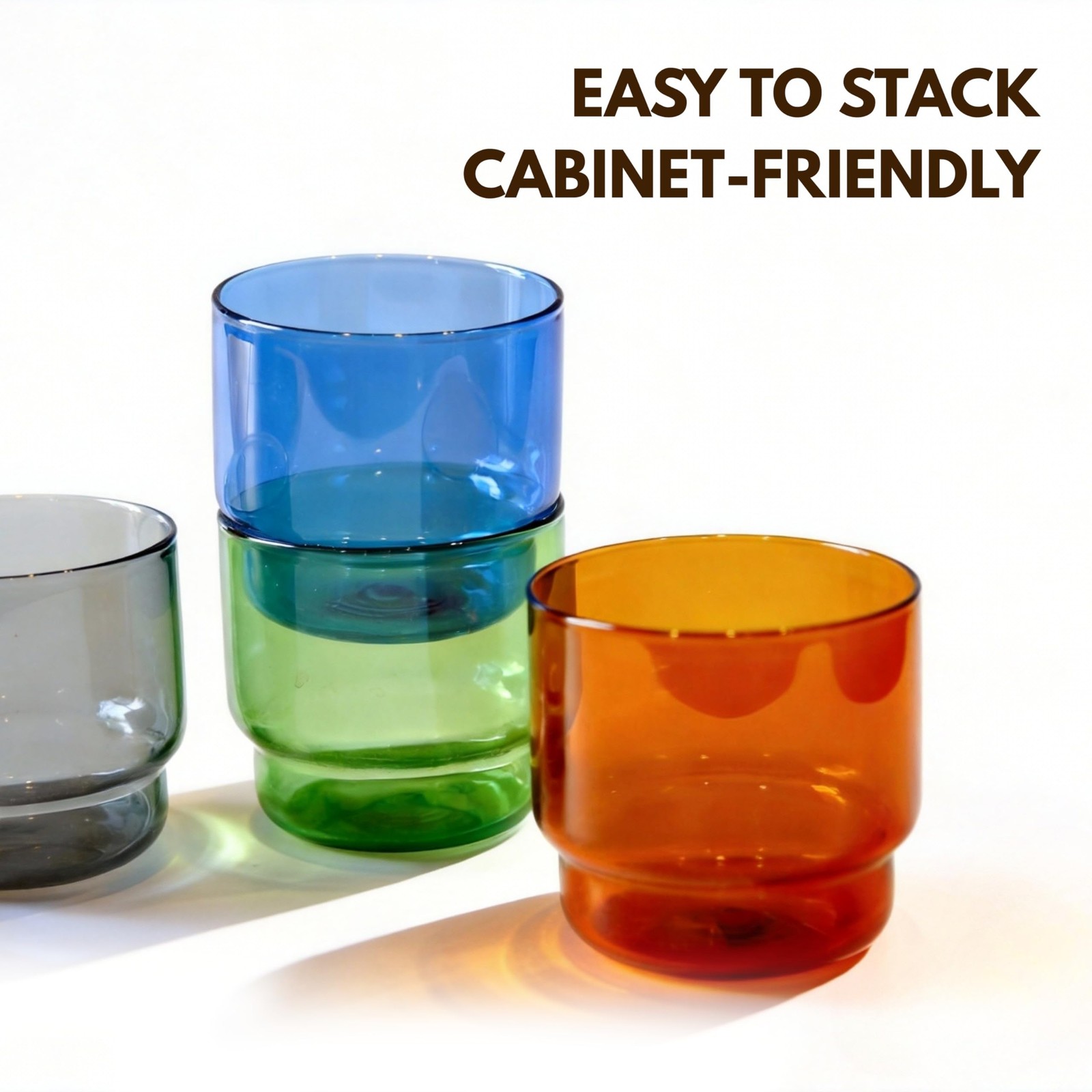 Bodega Glasses Set – Stackable Borosilicate Glass Cups – for Wine Cocktails M…