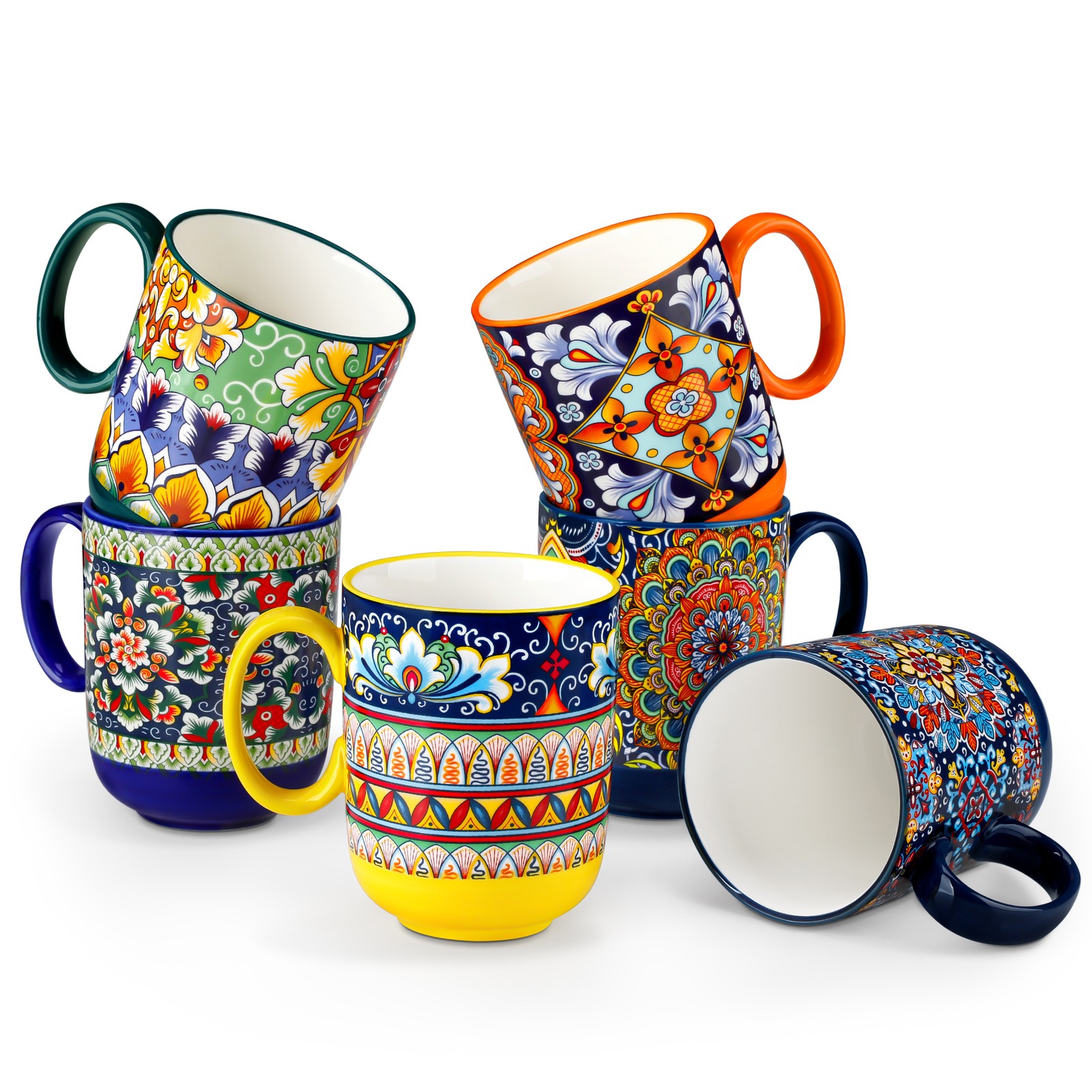 vancasso SIMI 6-Piece Porcelain Boho Style Coffee Mug Set Tea Cup Water Mug Set
