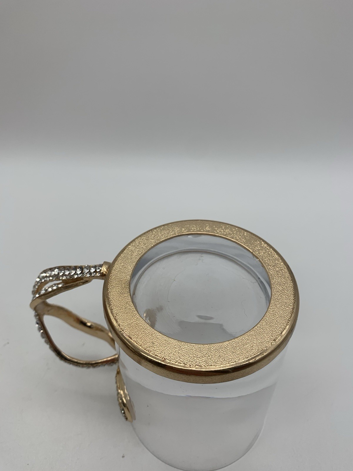 Gold & Rhinestone BOW Handle Glass Mug Coffee Tea Cup Bling Glam
