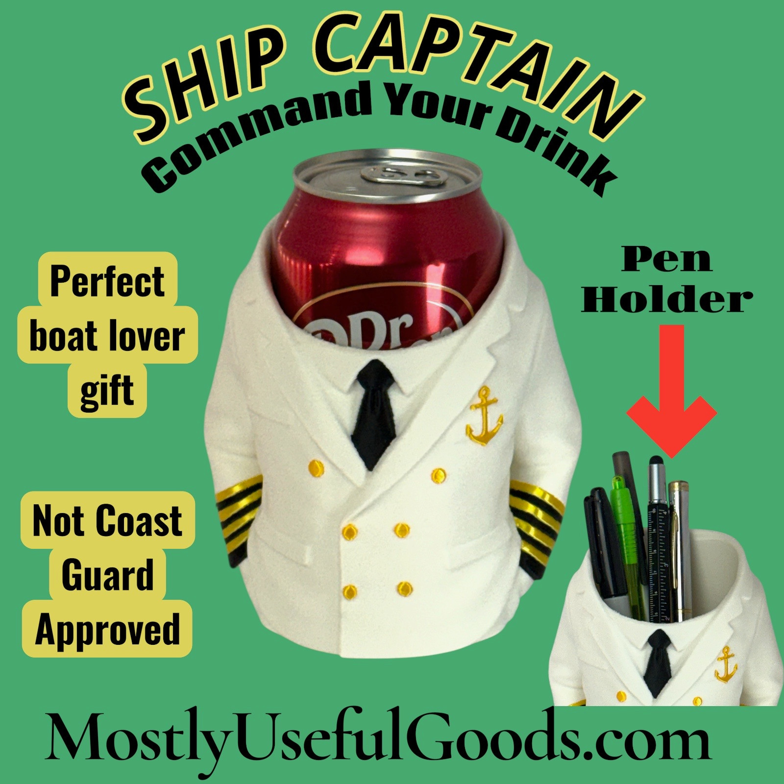 Boat Captain Soda Can Holder Gift – Funny Nautical Design Decor