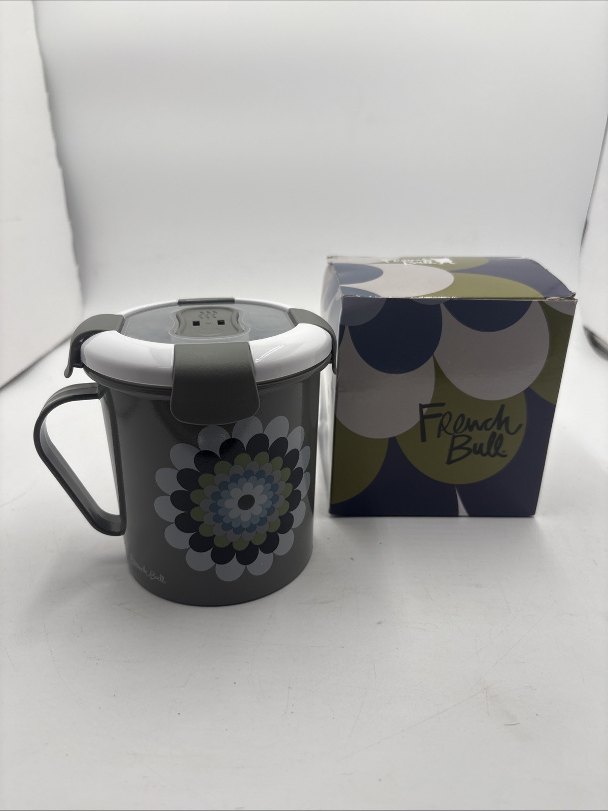 French Bull 23 oz Soup Mug With Handle Vented Lid Food Storage Grip Leak Proof