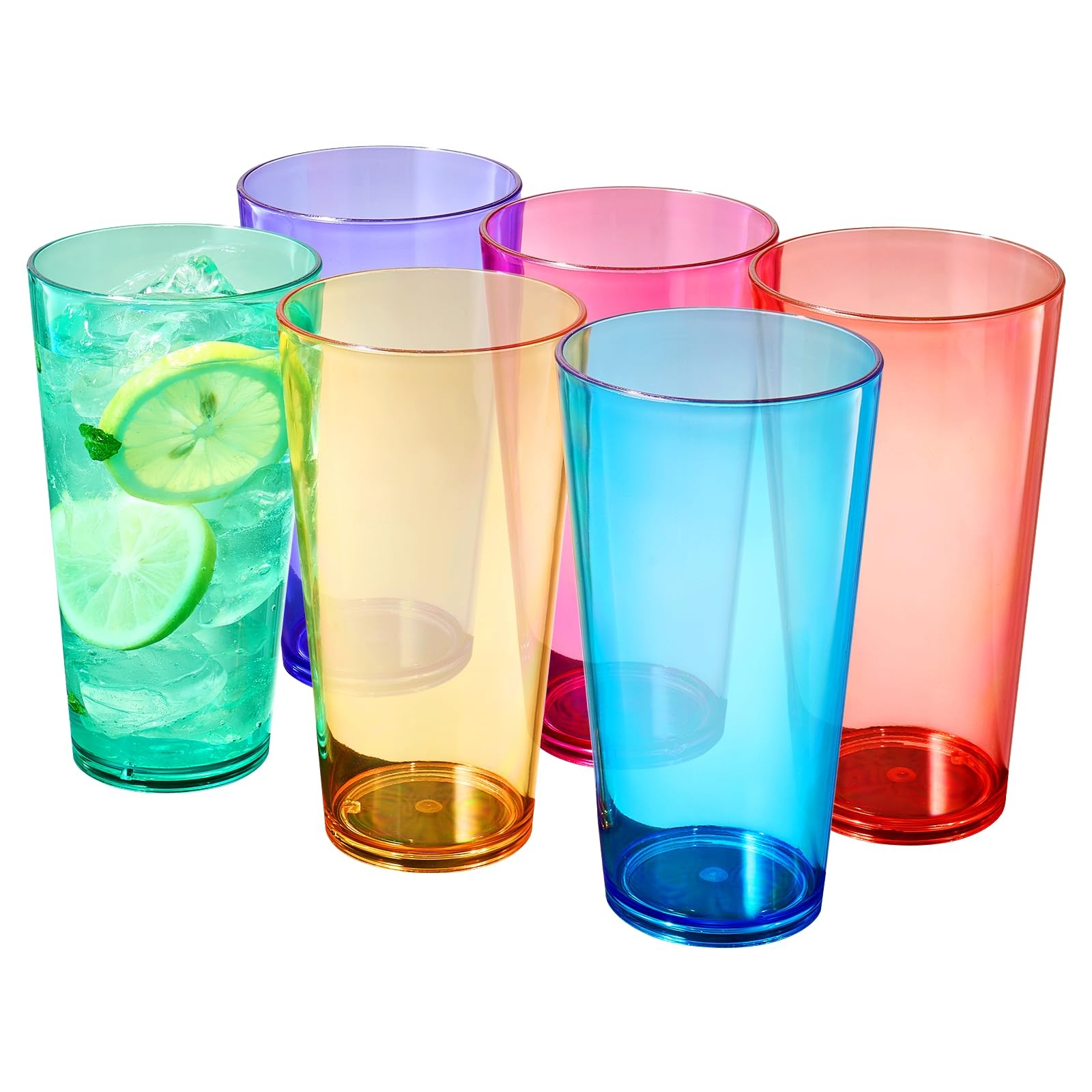 20 oz Reusable Plastic Drinking Glasses Acrylic Unbreakable Cups Set of 6