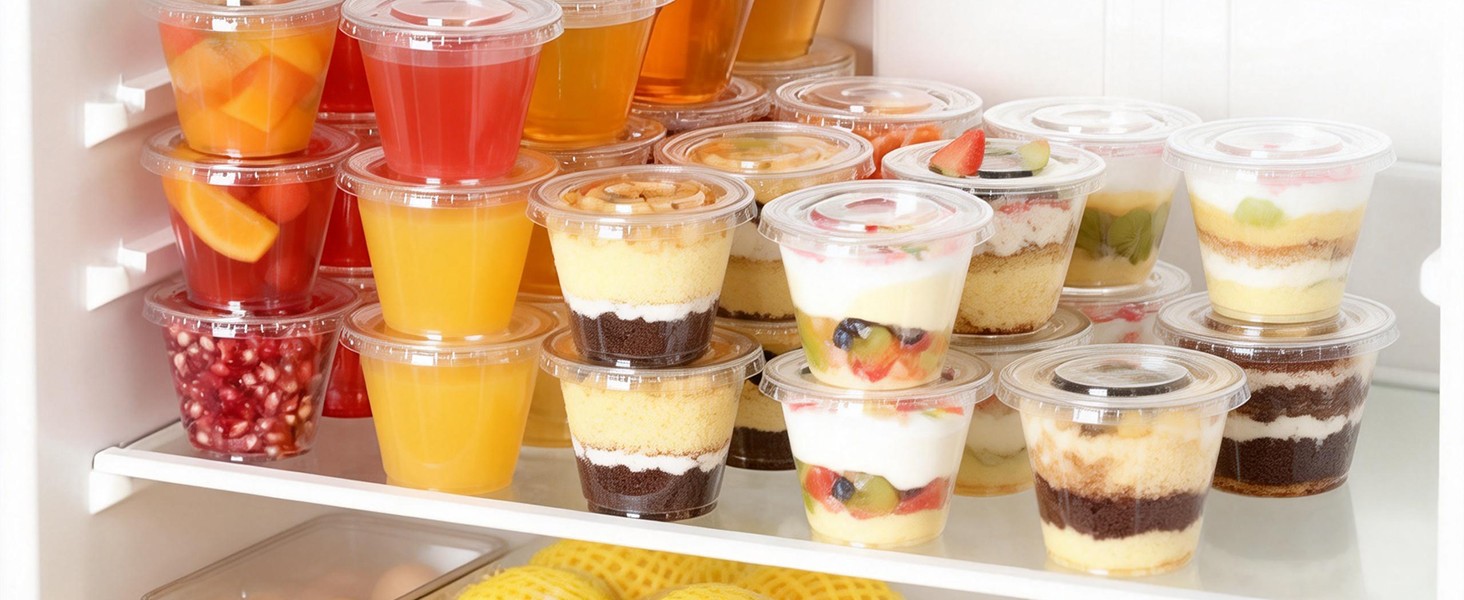 Clear Plastic Cups with Lids, Clear Disposable Cups with Flat Lids No Hole for