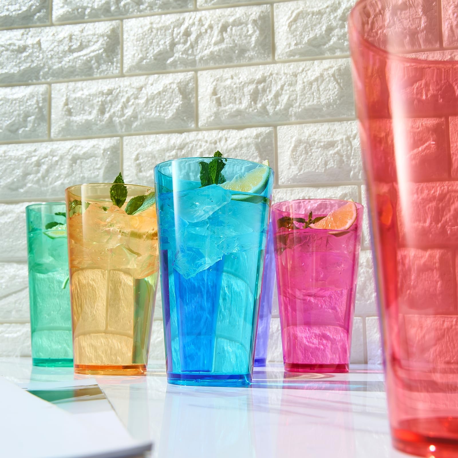 20 oz Reusable Plastic Drinking Glasses Acrylic Unbreakable Cups Set of 6
