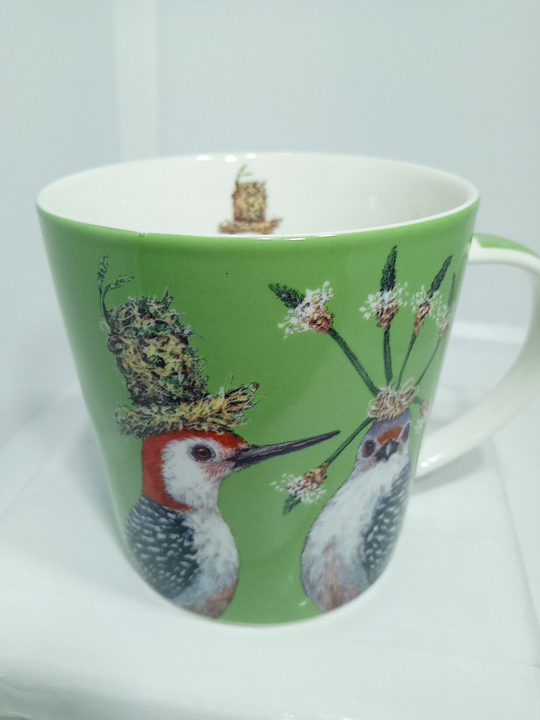 DECORATIVE BIRDS MUG. DECORATED BIRDS COFFEE MUG. BIRDS DECO MUG. B401