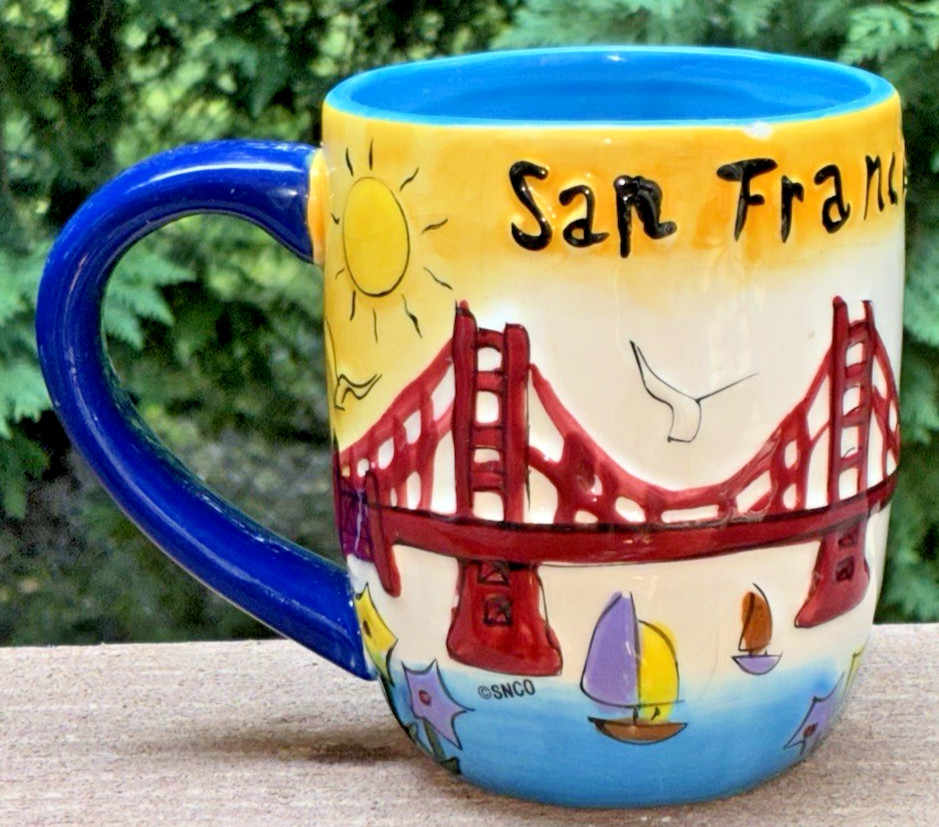 San Francisco Skyline 3D Mug Embossed Colorful Hand Painted Ceramic Cup