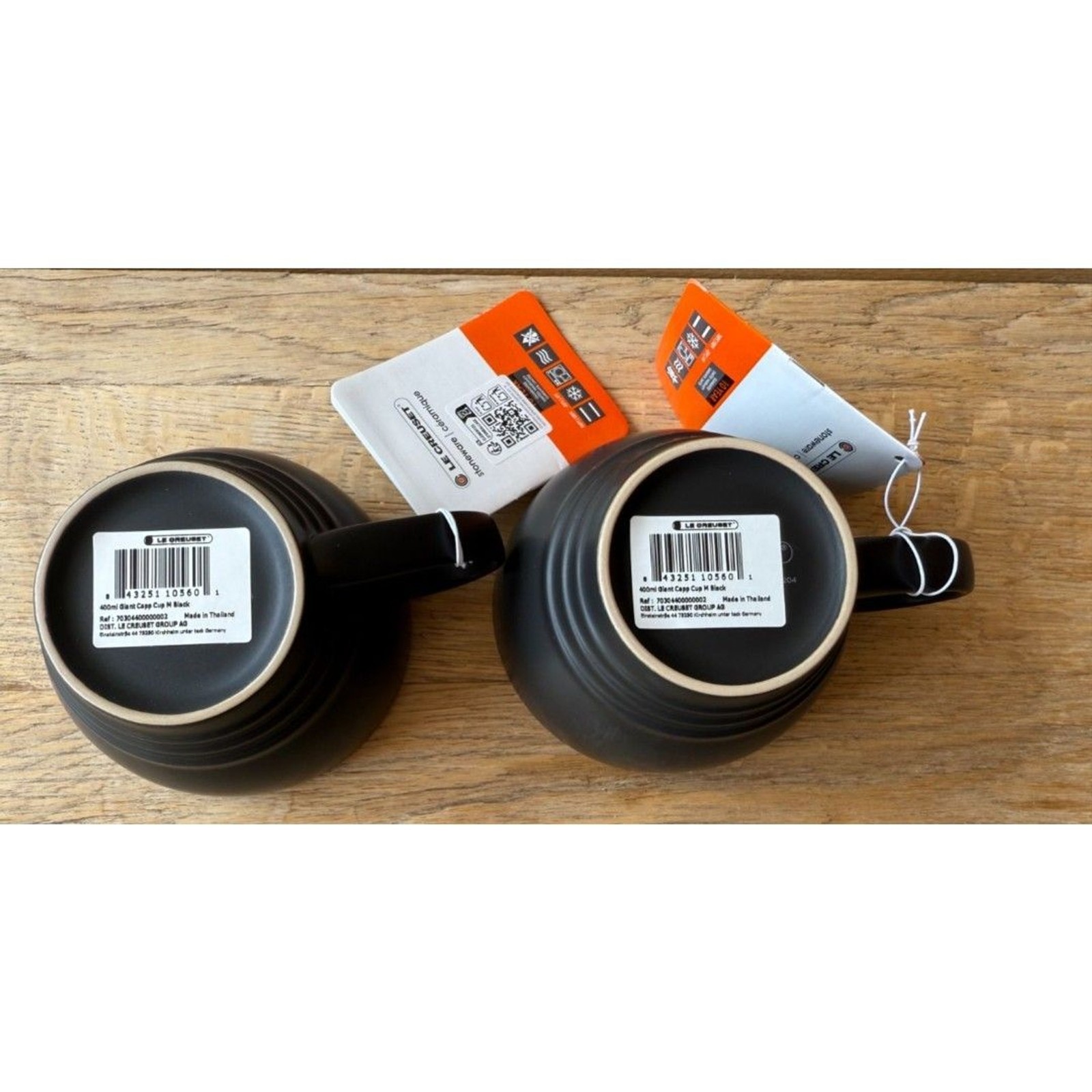 Le Creuset Stoneware 2 Bistro Mug Giant Cappuccino 14 oz Licorice Matt Black NEW