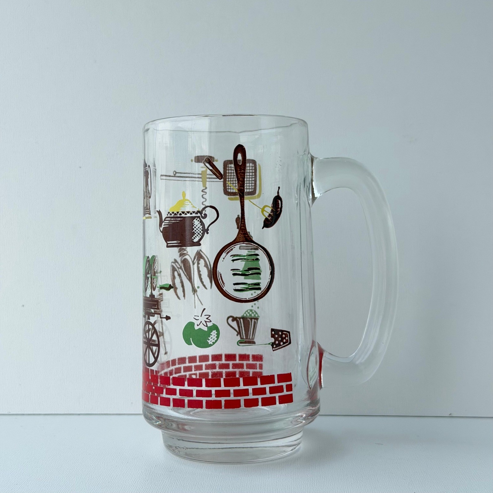 Vintage 50s Hazel Atlas Lobster BBQ Glass Beer Stein Mugs Set of 3 MCM Retro
