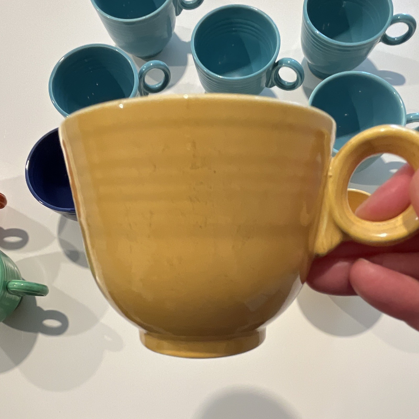 10-Piece Multicolor Fiesta Ceramic Coffee Cup Set 8 fl oz Mid-Century Modern