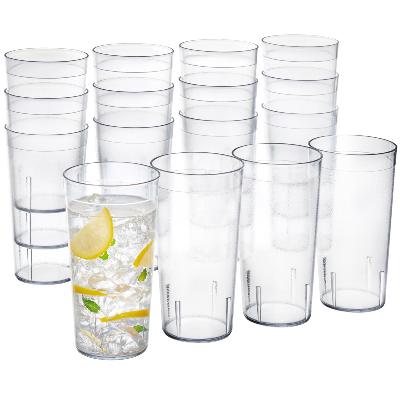 US Acrylic Cafe Plastic Reusable Tumblers (Set of 16) 20-ounce Water Cups in …