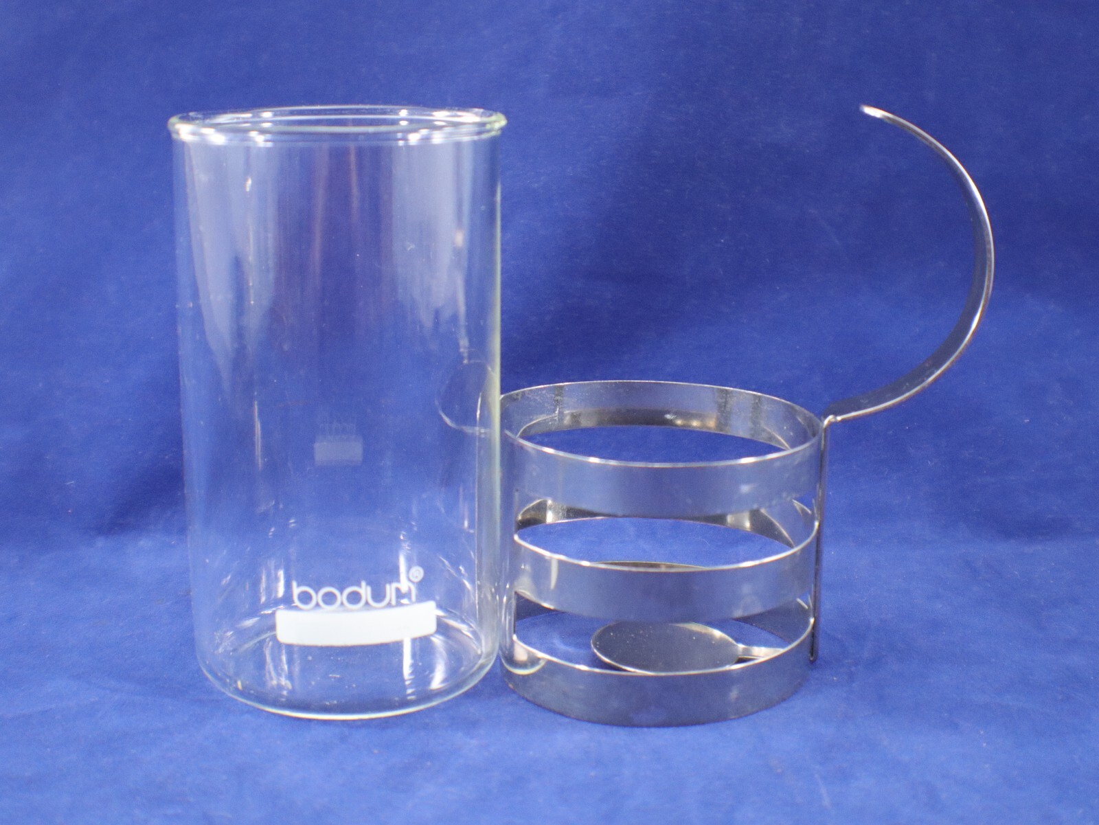 Bodum GLASS COFFEE CUPS Tea Mug Metal Holder 2-Piece Set of 4 Vintage