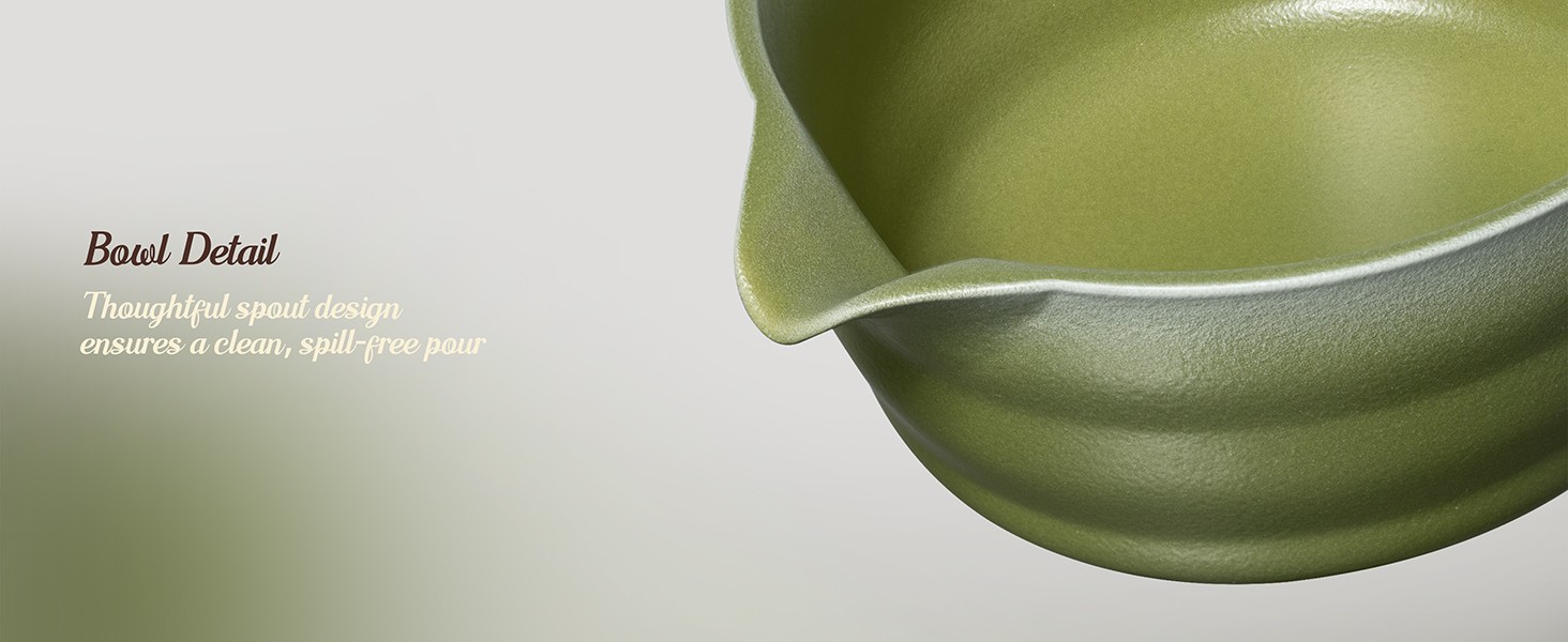 5 Pcs Gradient Green Matcha Set – Ceric Bowl, Bboo Chasen, Holder,