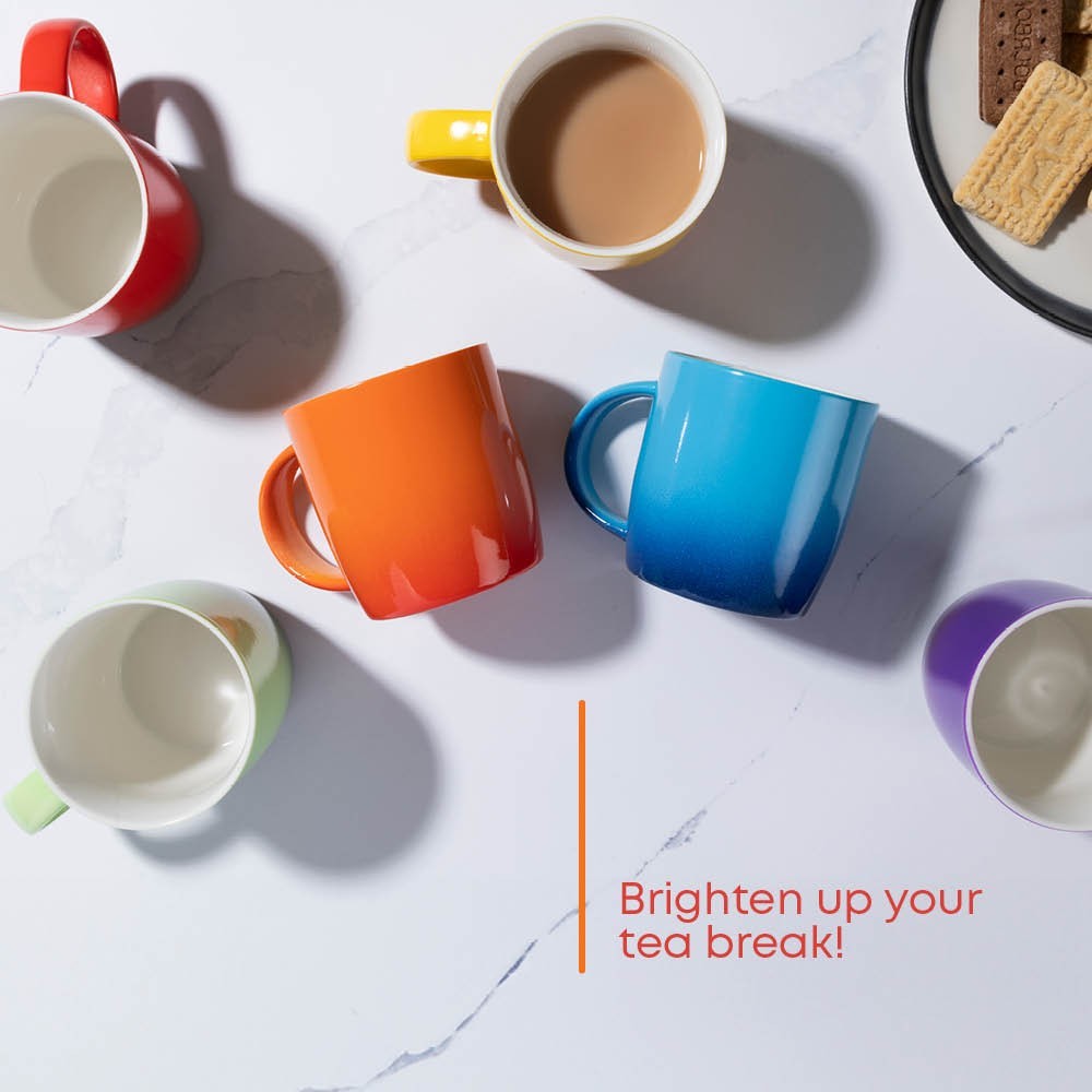 FiNeWaY Stoneware Coffee Mugs Set of 6 Ombre Ceramic Cups