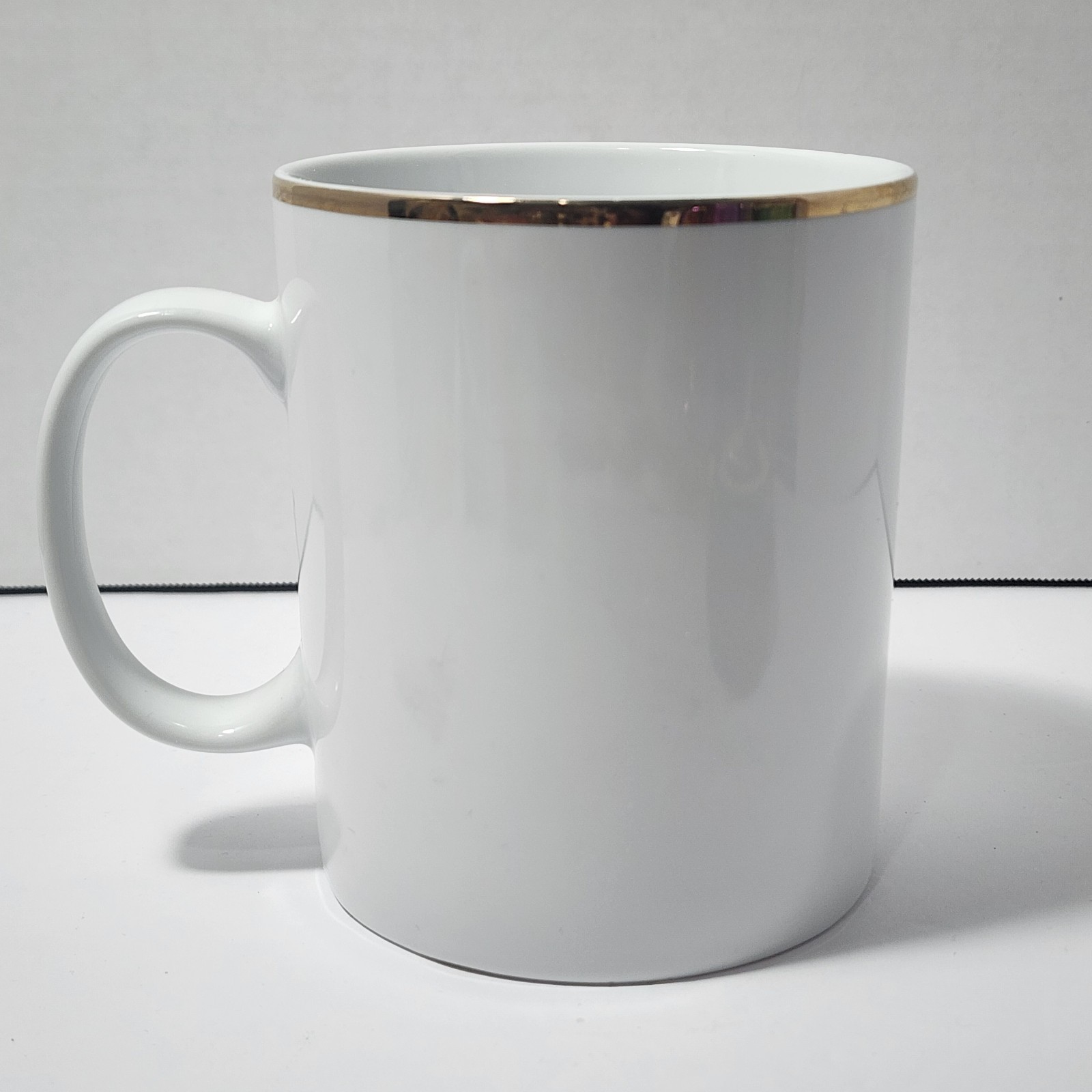 PORSCHE Crest Logo White Gold Trim Coffee Mug/Tea Cup Made in Germany
