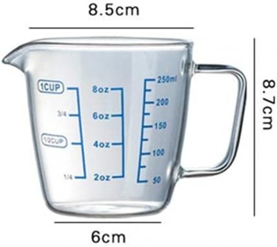 250ml Heat-resisting Glass Measuring Cup Milk Scale Microwave Measure Jug