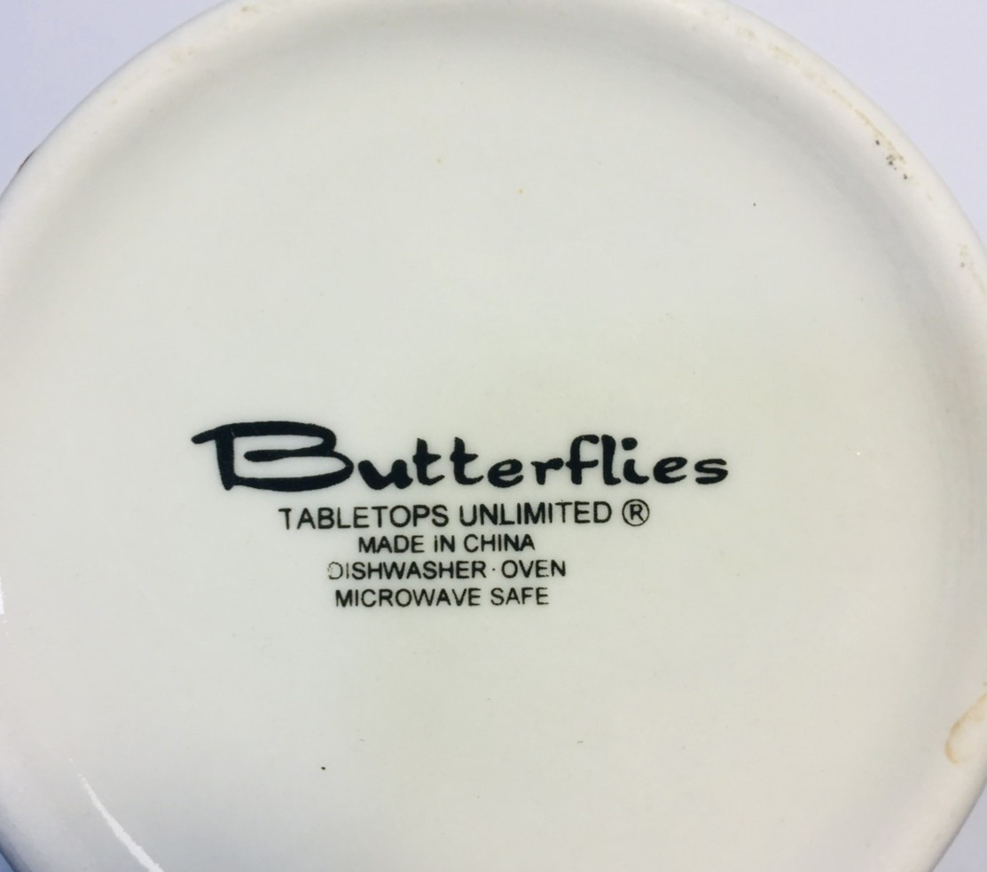 Butterflies Tabletops Unlimited 10 fl oz Coffee Mug Cup Black & Blue Monarchs