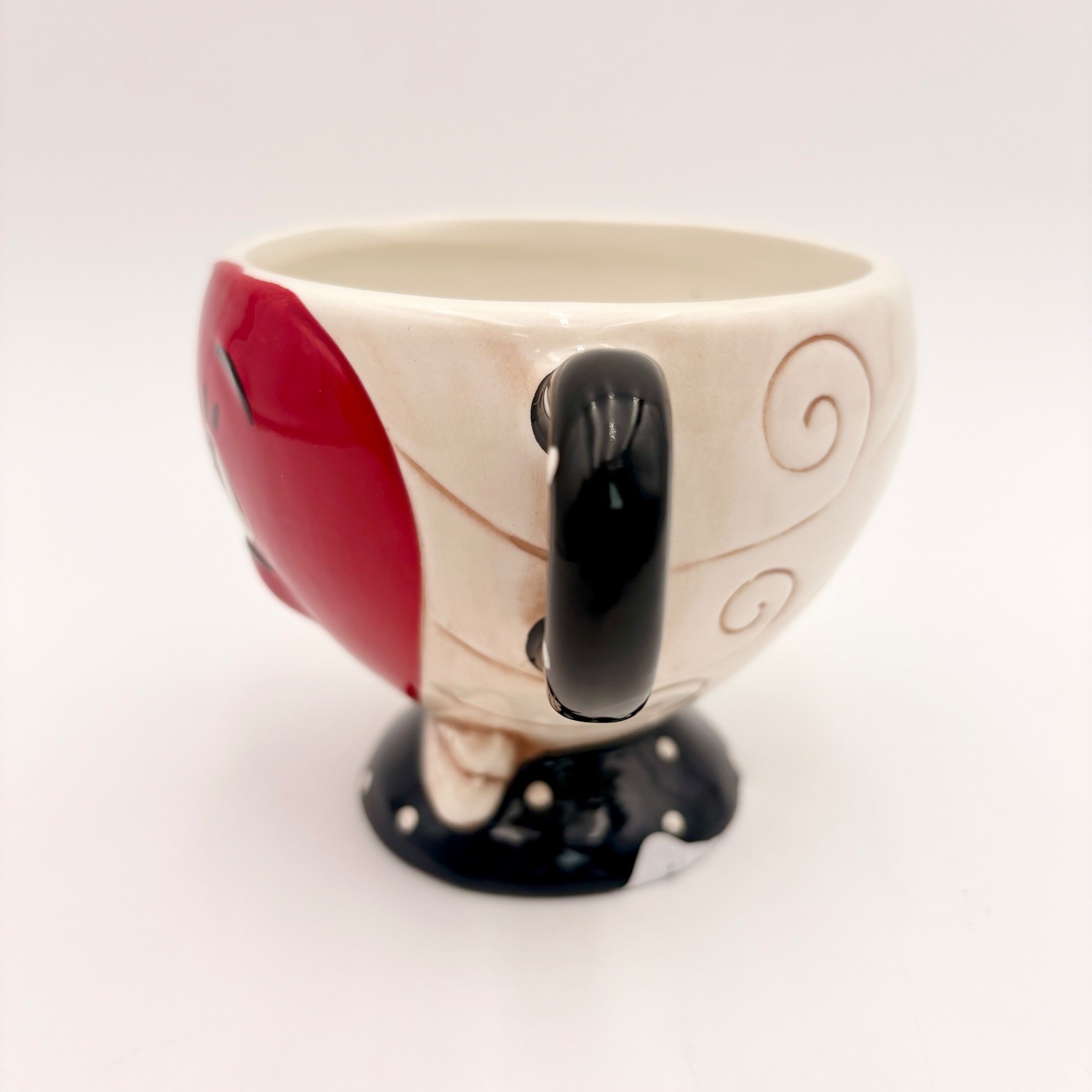 Johanna Parker Valentines Heart Face Ceramic Tea Cup Coffee Black Polka Dot