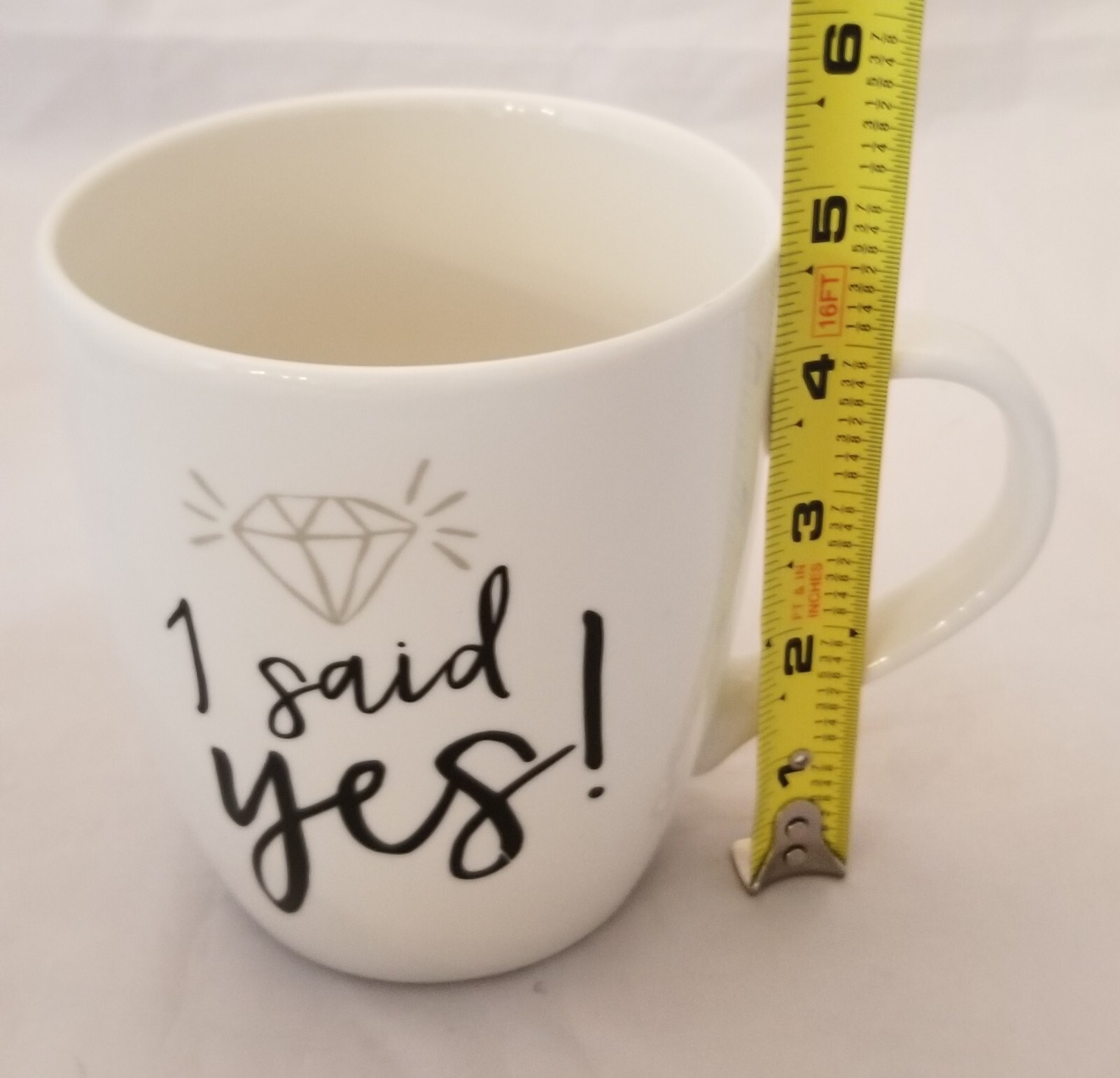 I SAID YES! Coffee Mug Engagement Declaration White Ceramic Large 20 Oz.