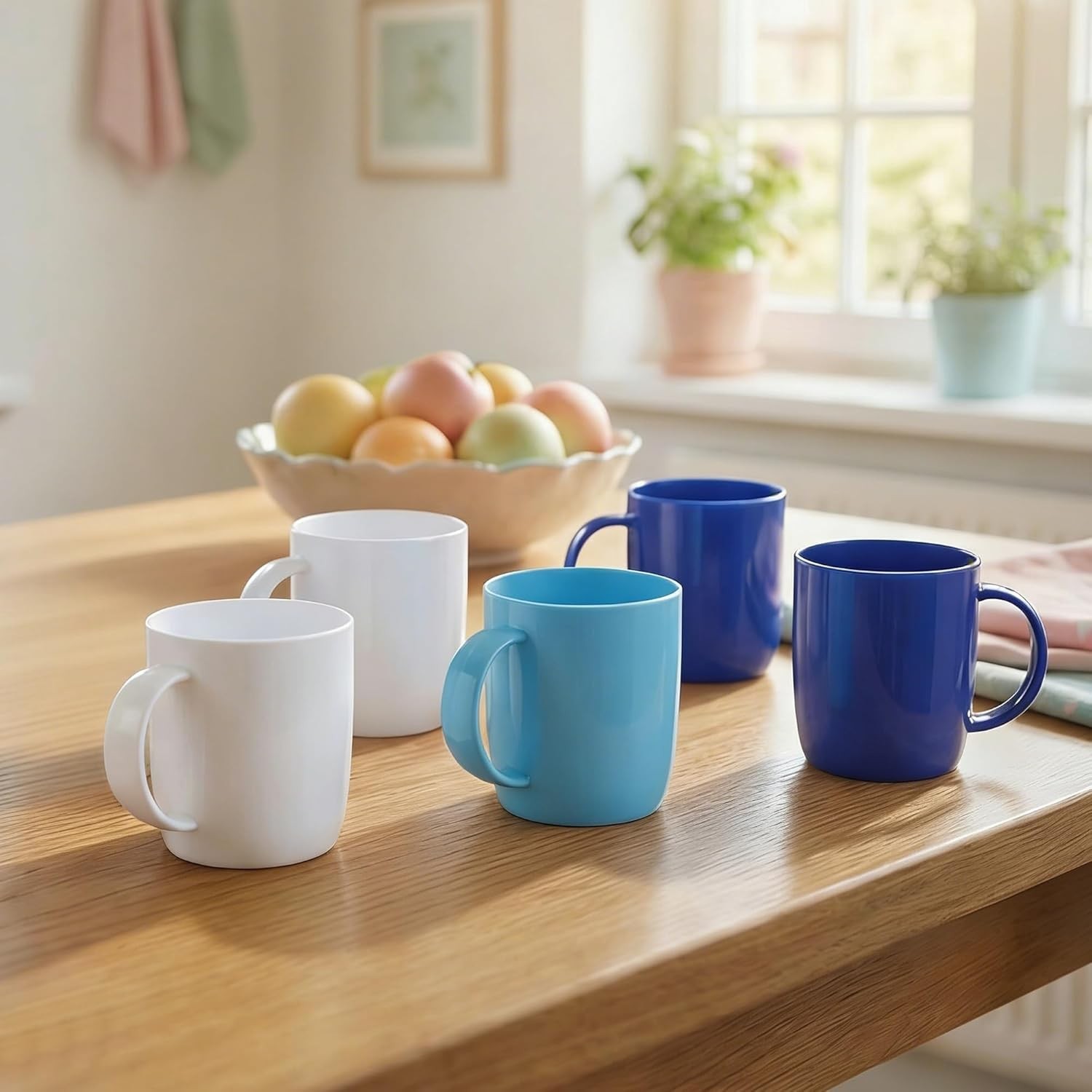 Reusable Plastic Drinking Cup with Handle, BPA Free Microwave & Dishwasher Safe