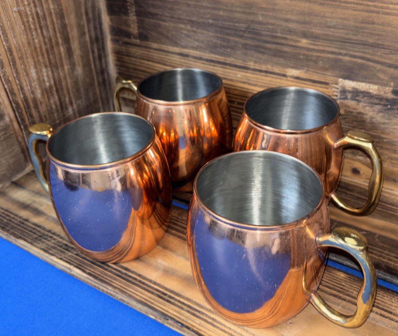 Oggi Copper Moscow Mule Mug Cup set of 4 Rustic Cabin look
