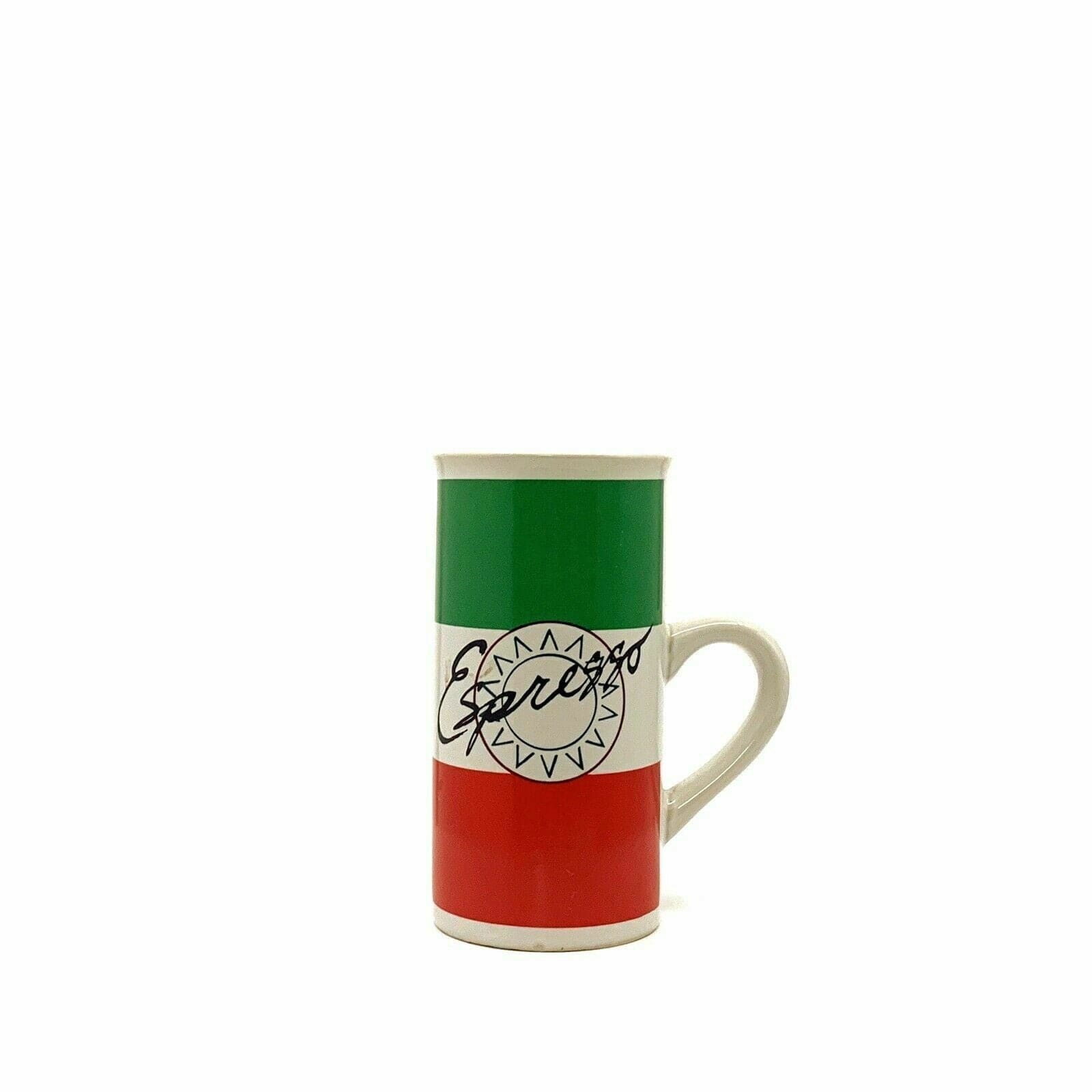 Papel Espresso Coffee Cup 8 fl oz Ceramic Green/White/Red Very Good