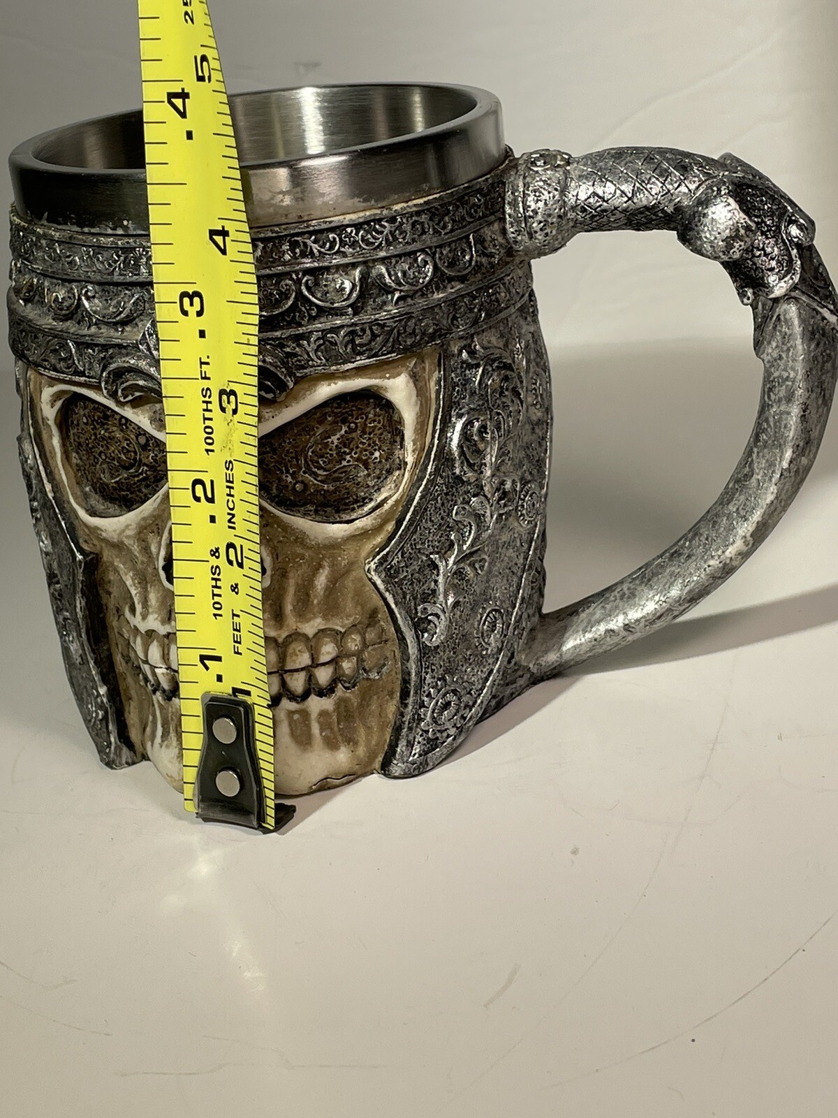 Stainless Steel Skull Coffee Mug Medieval Style Drinking Cup Viking Armor 4″