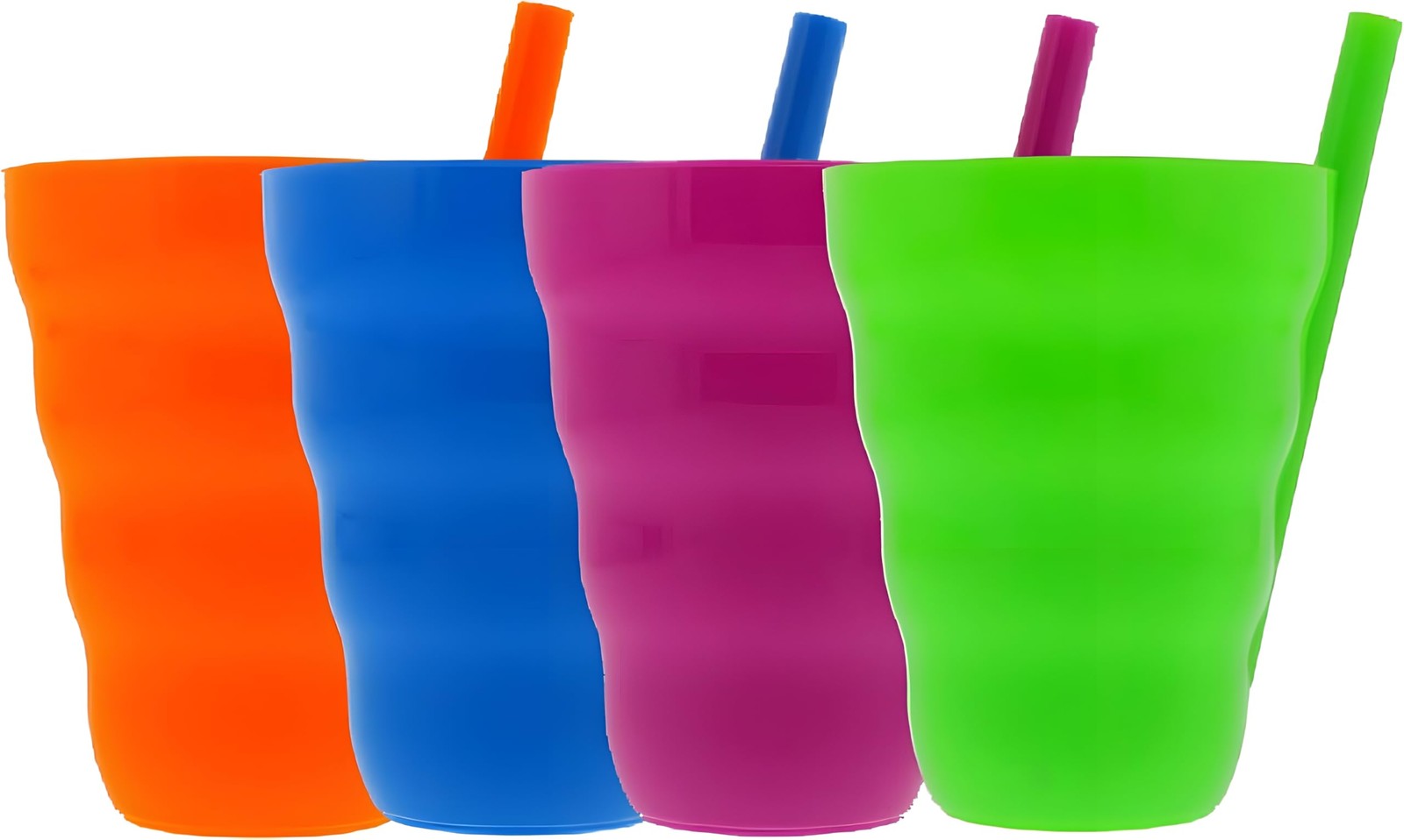 22oz Reusable Plastic Straw Cups, Set of 4 Stackable Tumblers