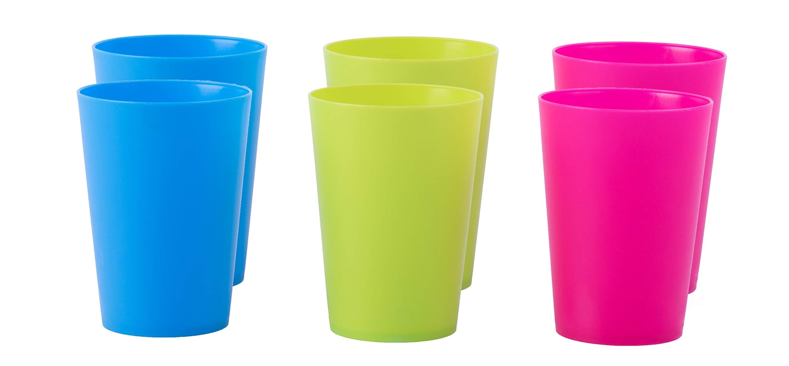 Qi003475.6 Plastic Reusable Cups 7 Oz Set Of 6 2 Red 2 Green 2 Blue 2.75″ Dia