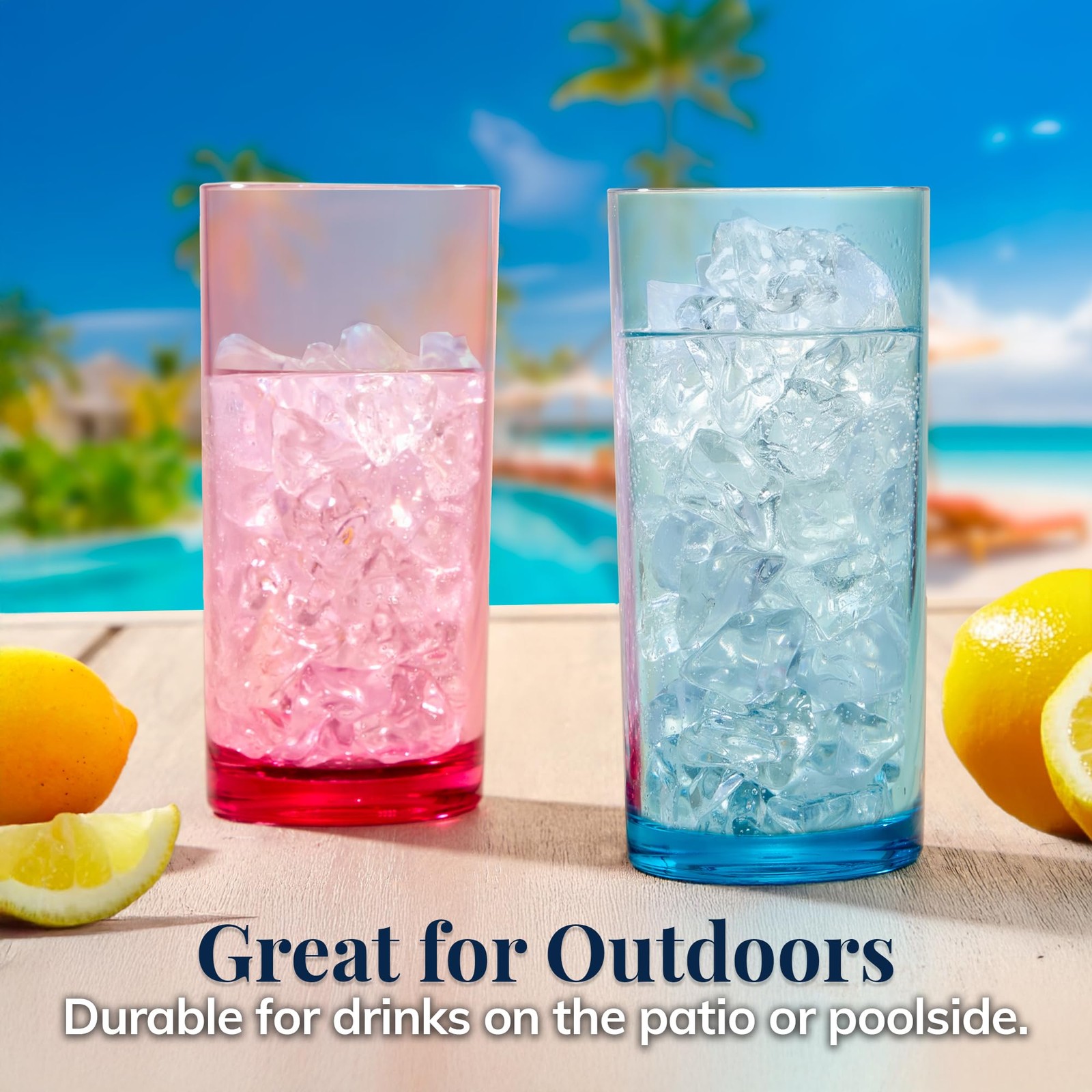 Reusable Drinking Glasses 16oz BPA-Free Plastic Tumblers (Set of 6)