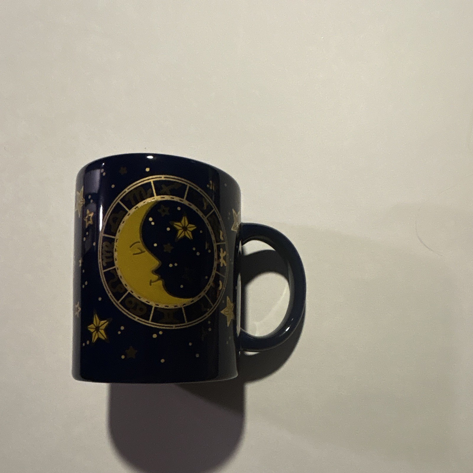Blue Ceramic Coffee Mug Gold Stars Crescent Moon 10 fl oz 1994 J.I.T.