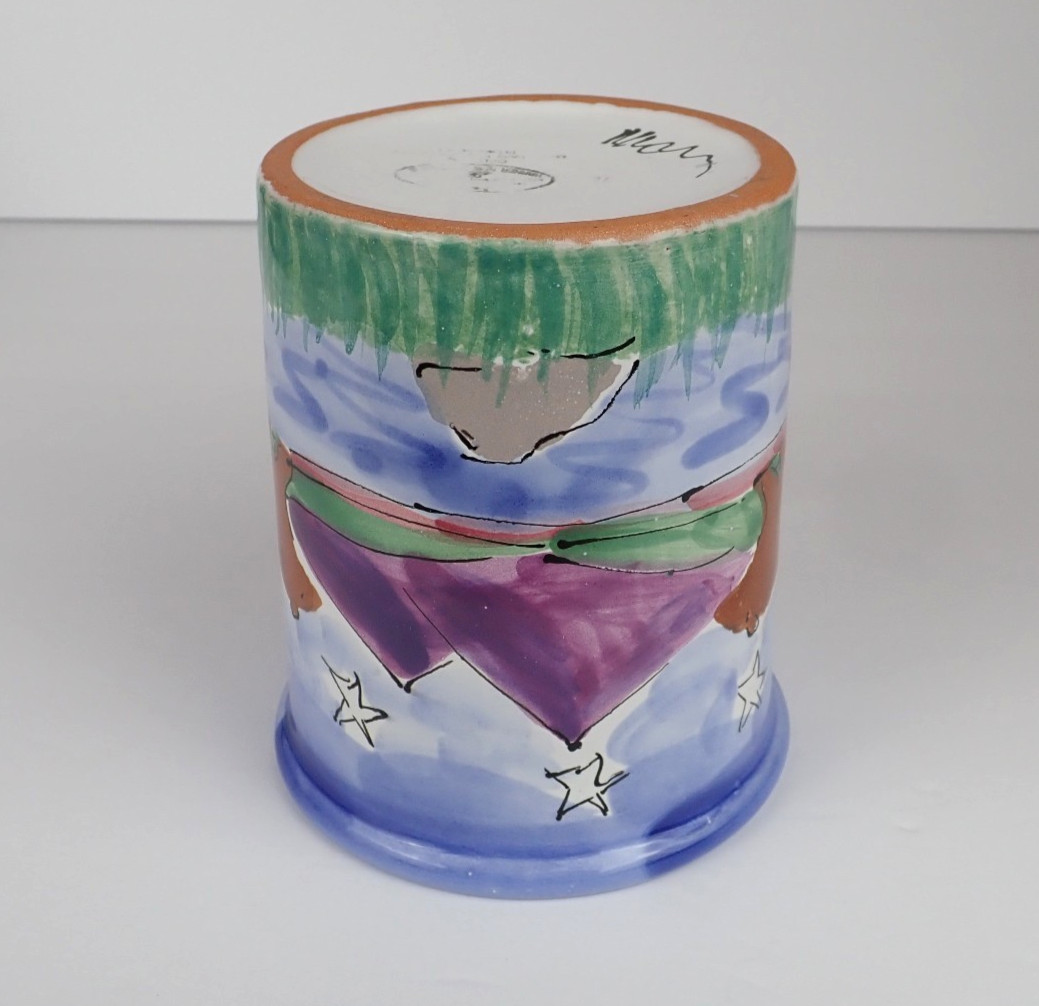 Mesa International Handcrafted Mug 21oz Hand Painted Signed Bears Salmon Outdoor