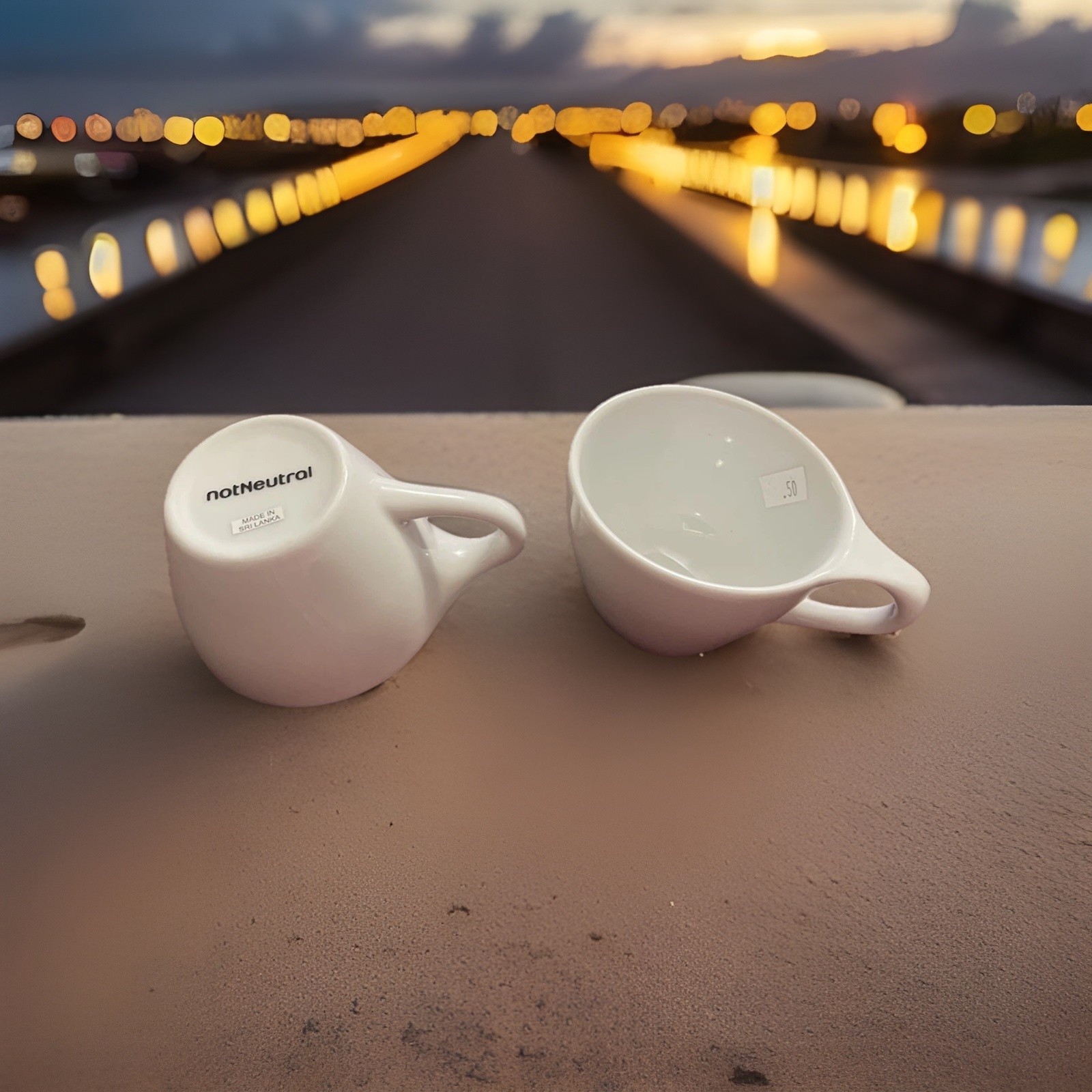 notNeutral 12oz White Porcelain Latte , Coffee Cups Set of 2 Ear Handle Money