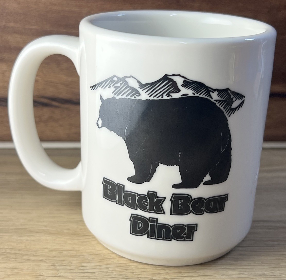Tuxton Black Bear Diner Restaurant Ware Double Sided Bear Logo Coffee Cup Mug