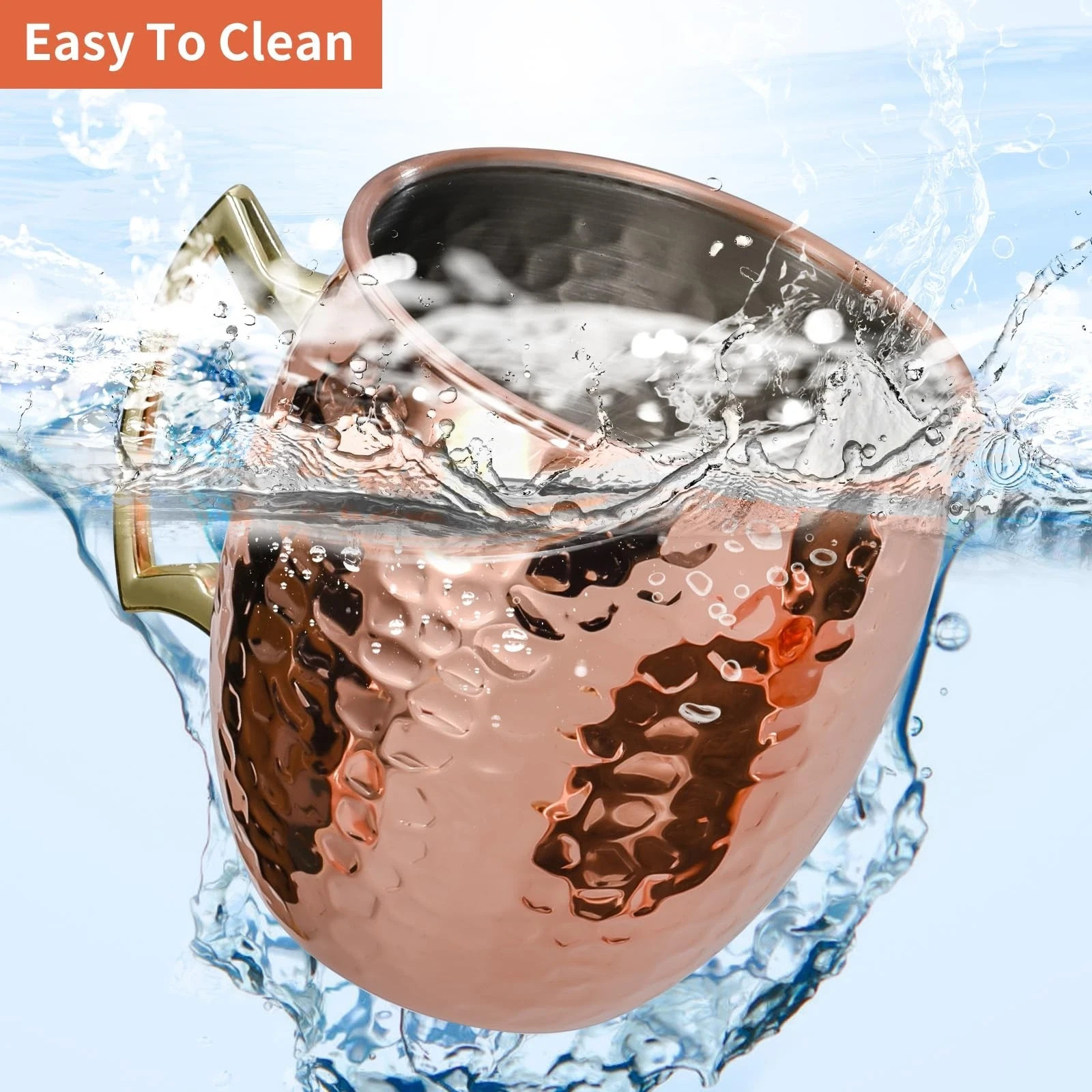 Moscow Mule Copper Mugs- Set of 4 Copper Plated Stainless Steel Mugs 18oz