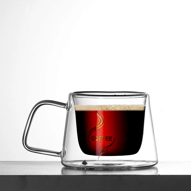 Professional Luxury Double Layered Coffee Cup Mug Borosilicate Glass Hot