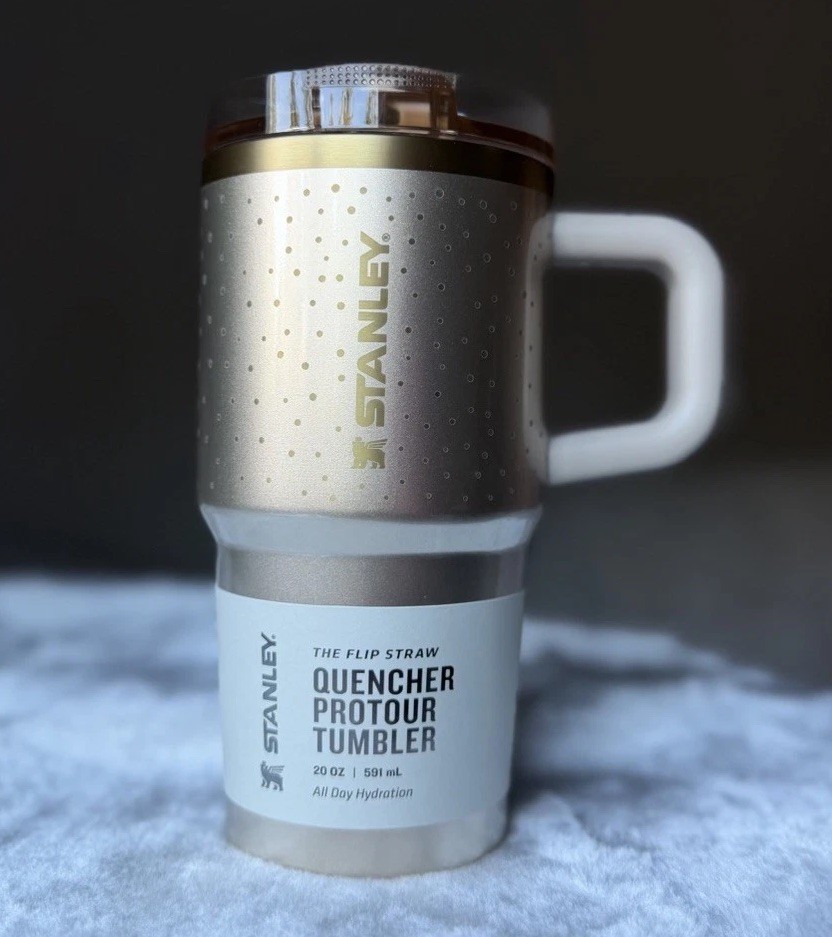 STANLEY Protour Tumbler 20 OZ Prosecco Shimmer Gold Leakproof Limited Edition