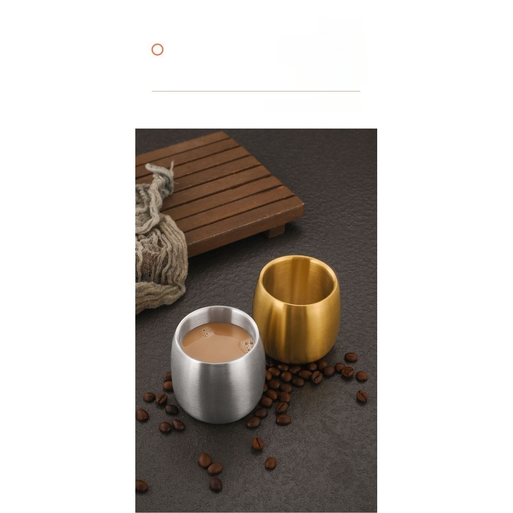 304 Stainless Steel Compact Korean Style Cup 150ml Double Wall Anti Slip Base