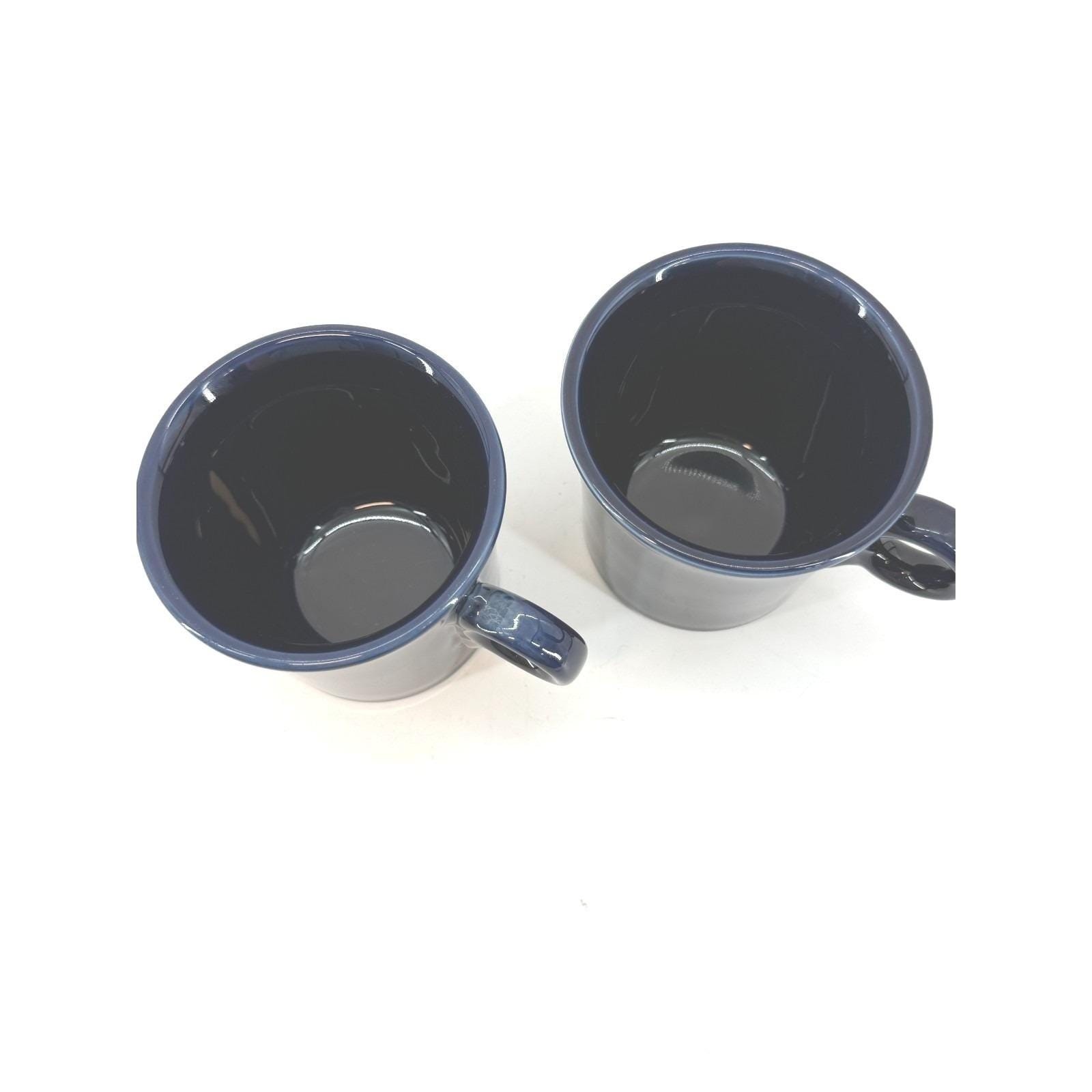 Fiesta Coffee Mugs Set of 2 Cobalt Blue Ring Handle Ceramic 8oz Regular Size