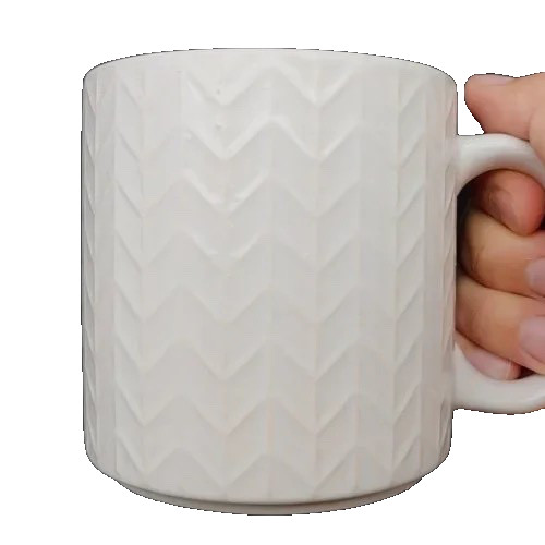 Potter’s Corner Large White Geometric Minimalist Art Deco 14oz Mugs-Set of 2