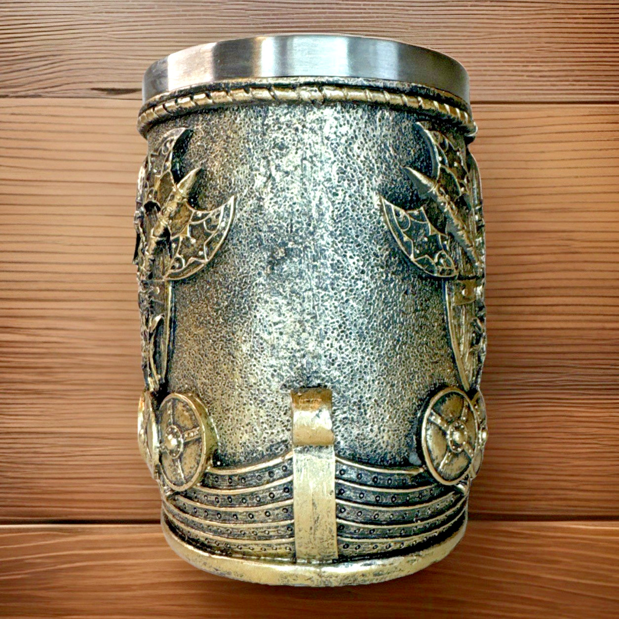 Viking Man Ship Dragon Tankard Mug Nordic Beer Mug Cup Resin Stainless interior