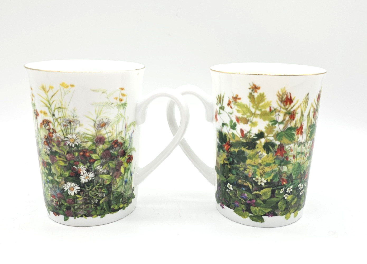 2 Otagiri Mugs American Wildflowers by Gary Milek 1995 Enesco Taiwan 10 Oz