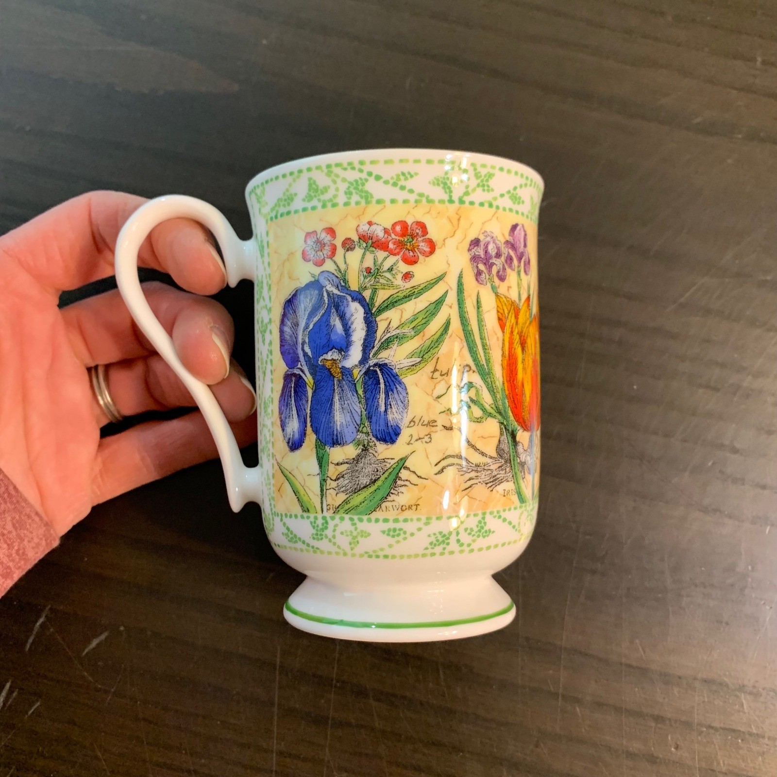 Duchess Parchment Flowers Fine Bone China Mug Made in England Floral Botanical