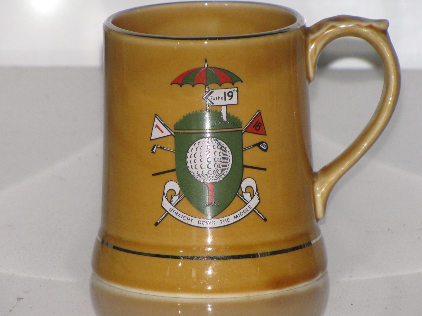 Wade Ireland Porcelain Tankard Coffee Mug Staright Down The Middle 19th Hole