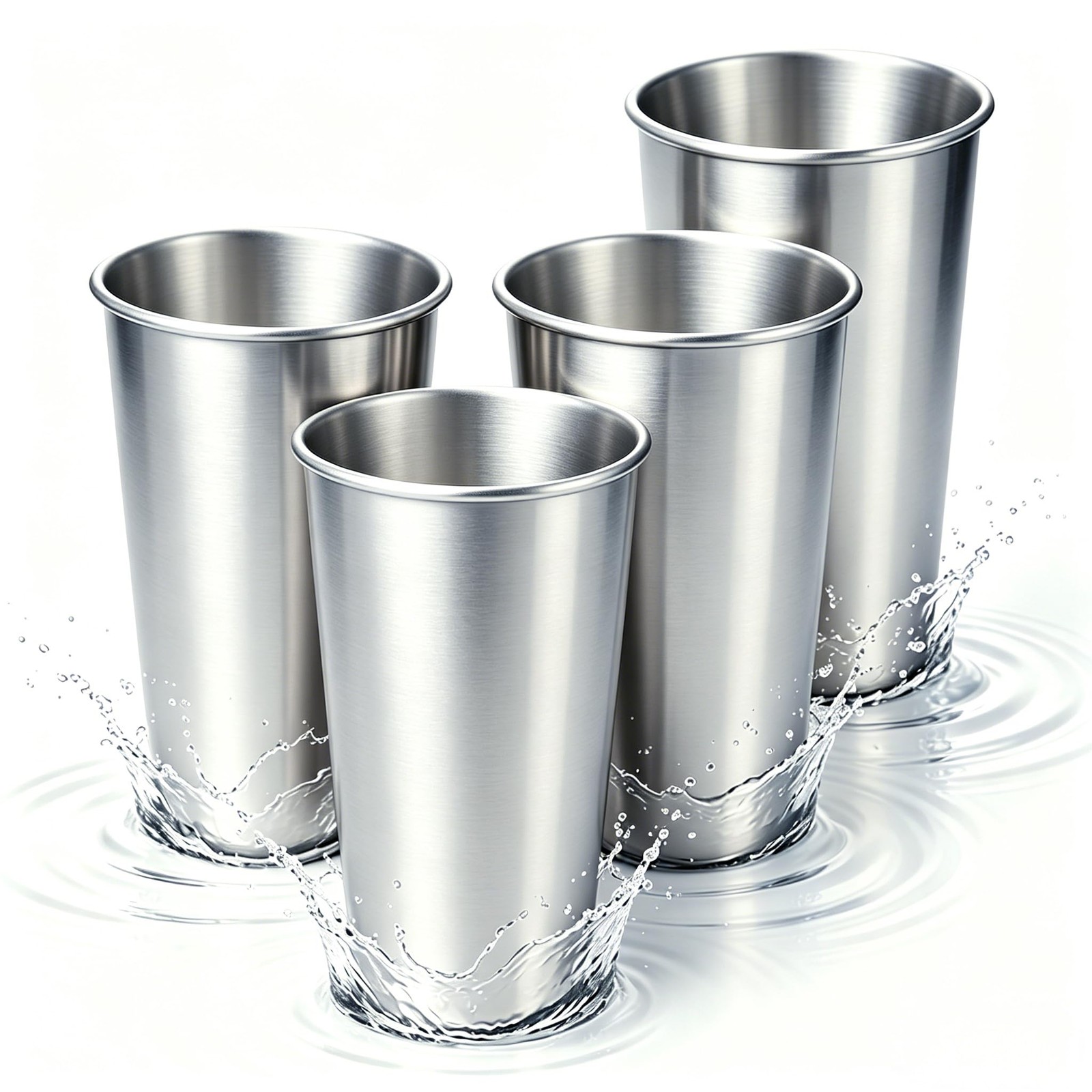 4 Pack 20oz Stainless Steel Unbreakable Cups Metal Drinking Glasses