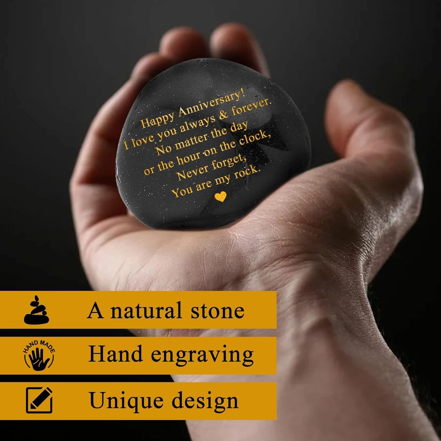 Heartfelt ‘You Are My Rock’ Anniversary Decorative Stone – Perfect Gift for Her