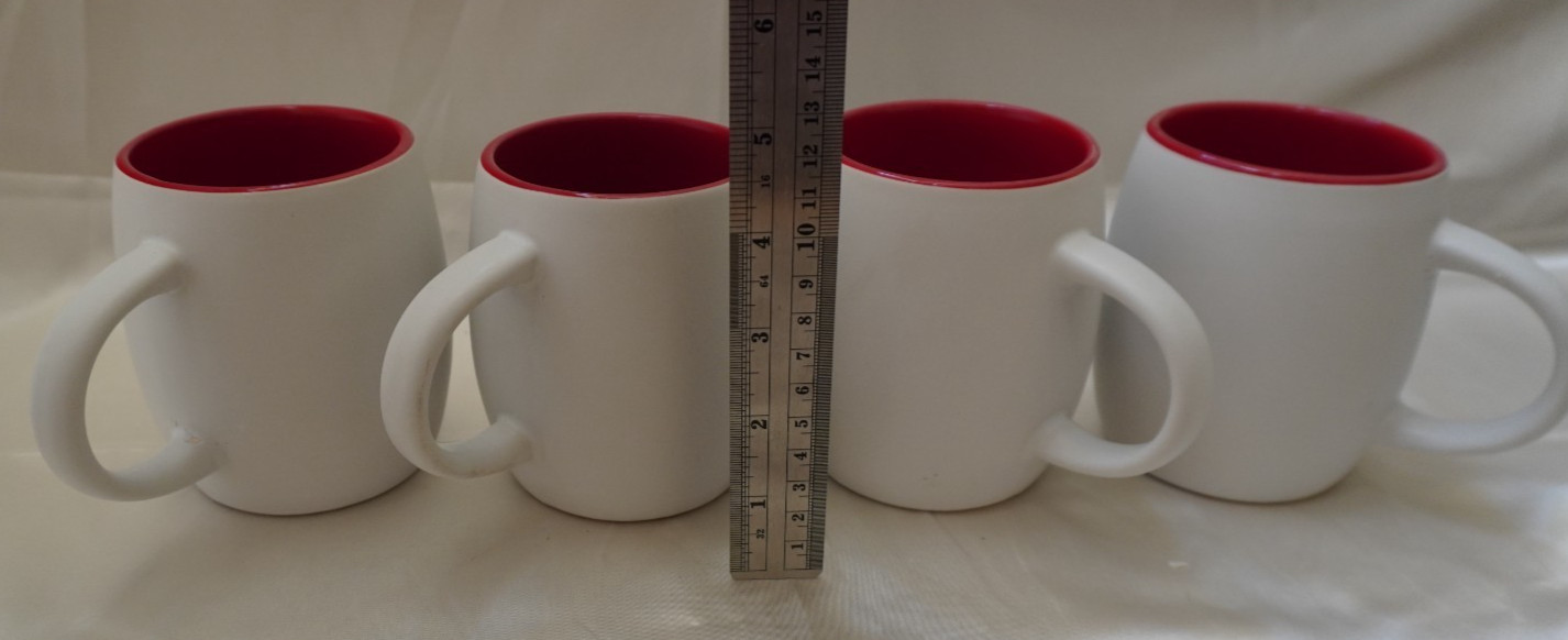 4 Liquid Logic Sublimation Blanks Coffee Mugs White Matte 11 oz Red Interior