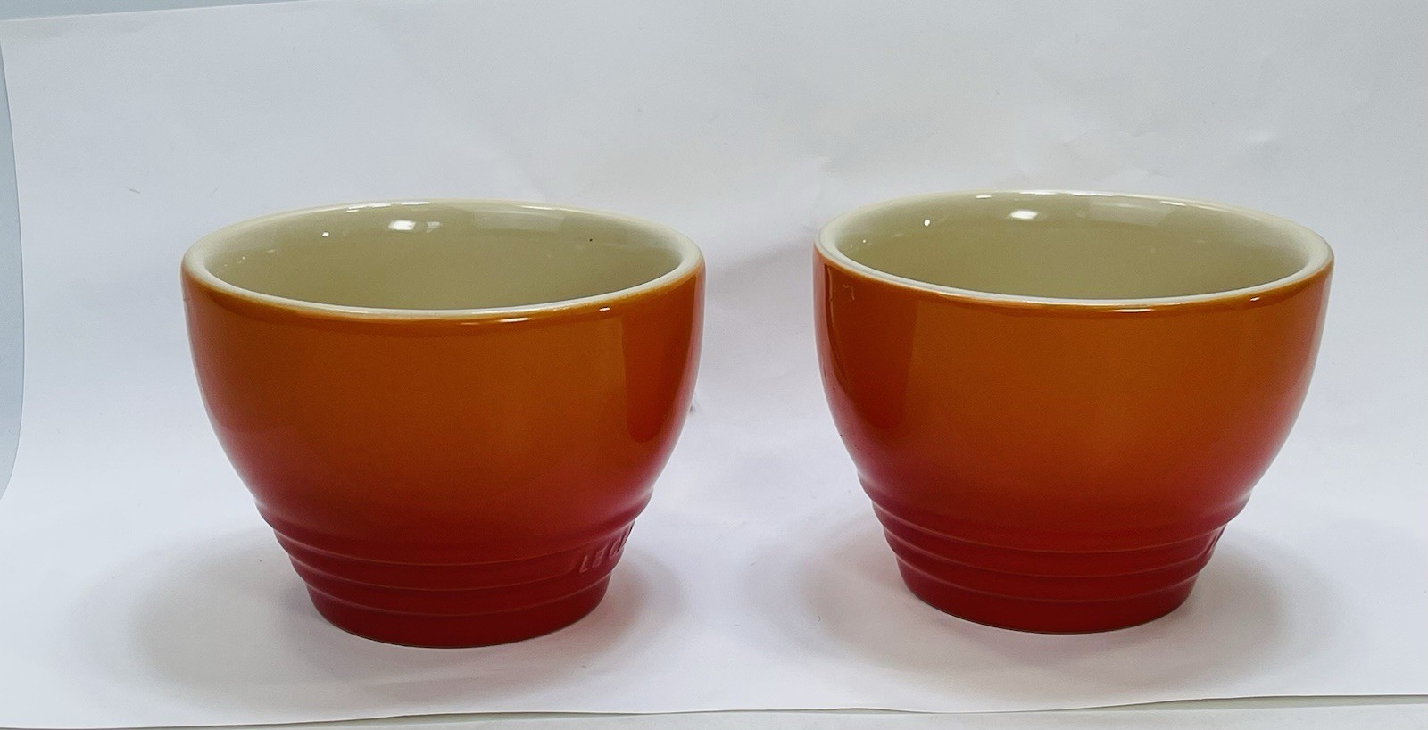 Le Creuset Stoneware Set of 2 Giant Cappuccino Bistro Mug 14 oz Flame Orange NEW