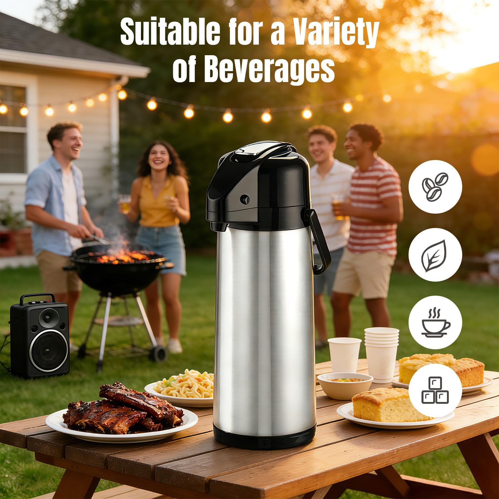 Ratrabas Upgraded Airpot Coffee Carafe with 2.5L, 3L-Stainless Steel Color