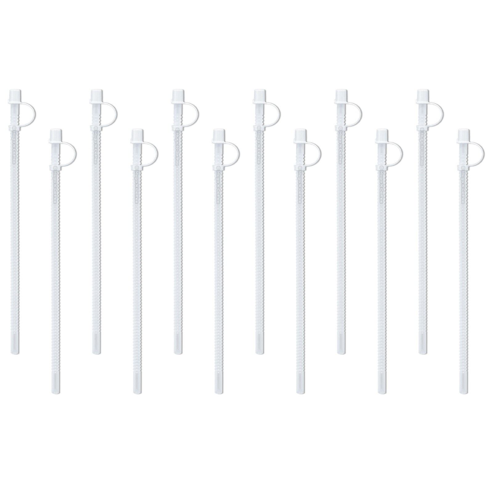 15” Flexible Corrugated Straws with Caps (12-Pack) – BPA-Free Reusable Straws