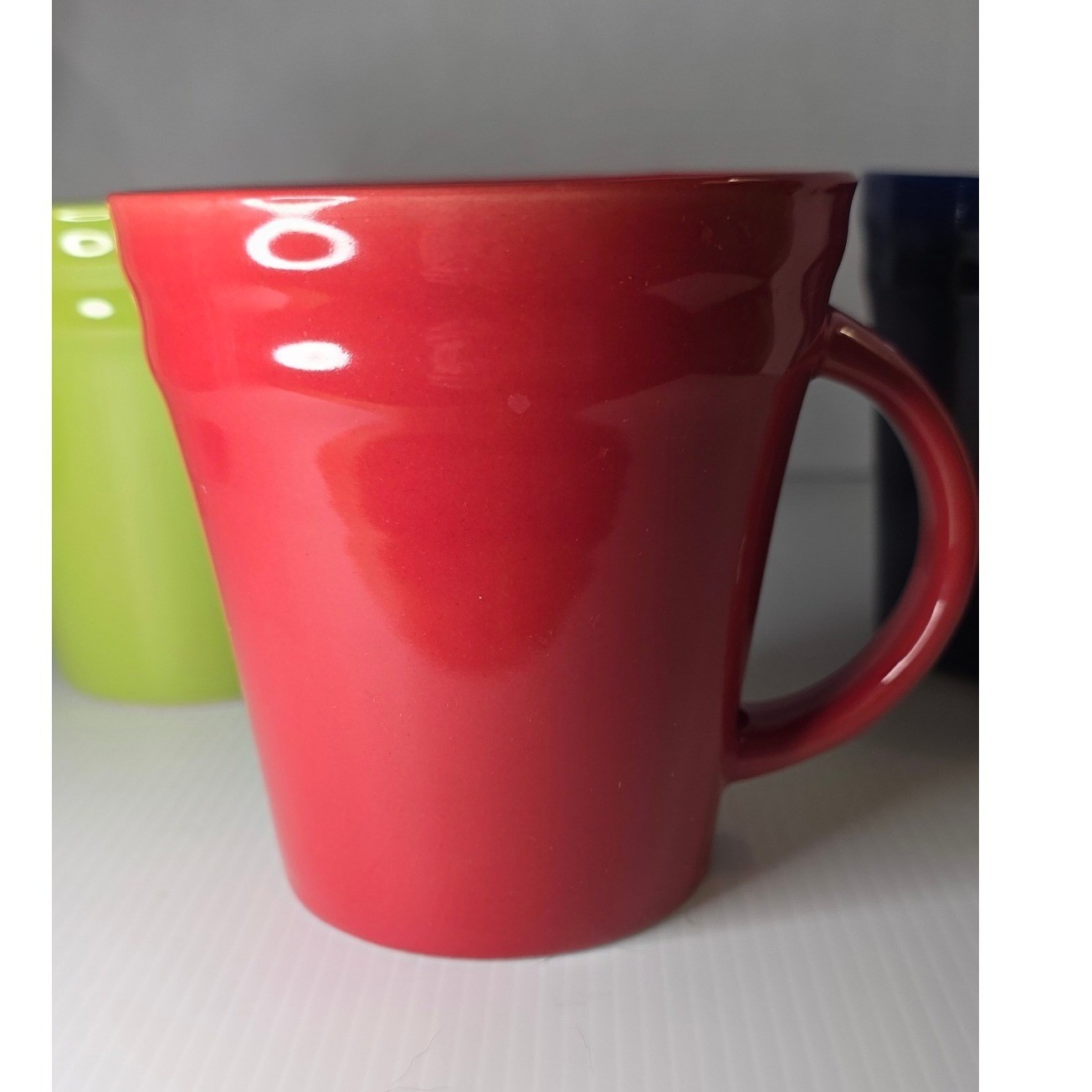 Set of 3 Solid Color Ceramic Coffee Mugs Red Green Blue Unbranded